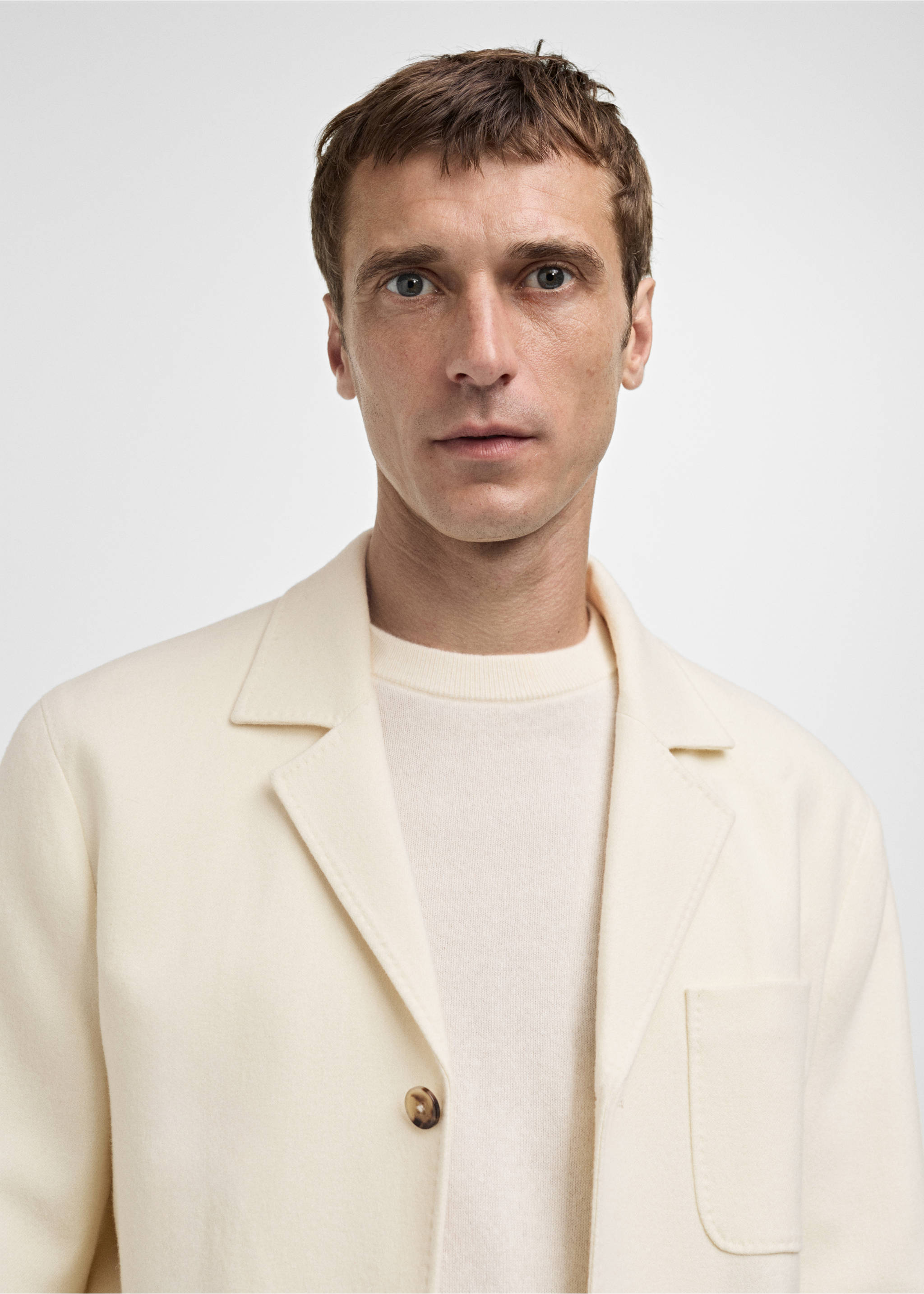 Kavaj i flanell i italiensk ull - Detaljer om artikeln 1, Vit. Ref: 77027923-00.