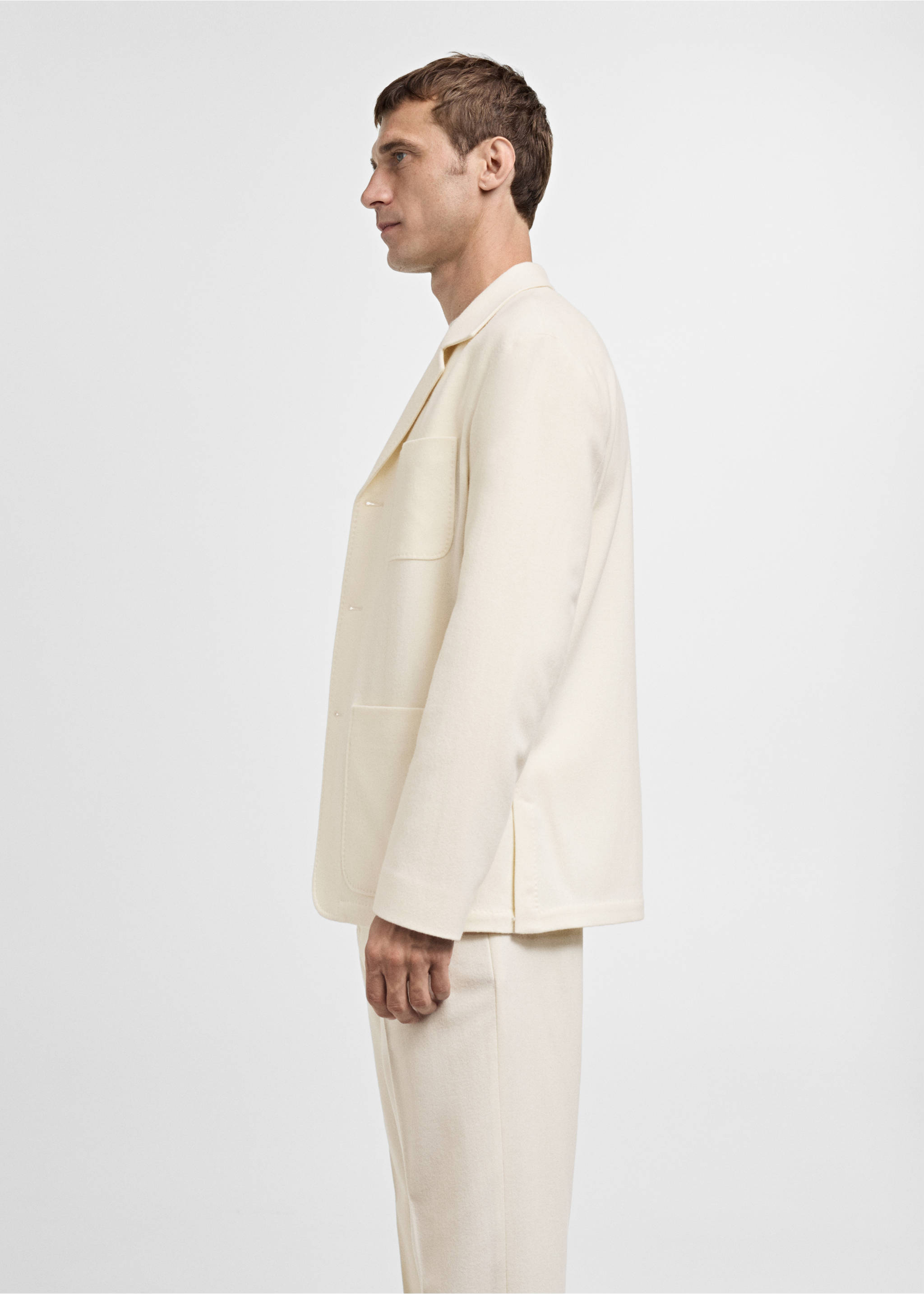 Kavaj i flanell i italiensk ull - Detaljer om artikeln 2, Vit. Ref: 77027923-00.