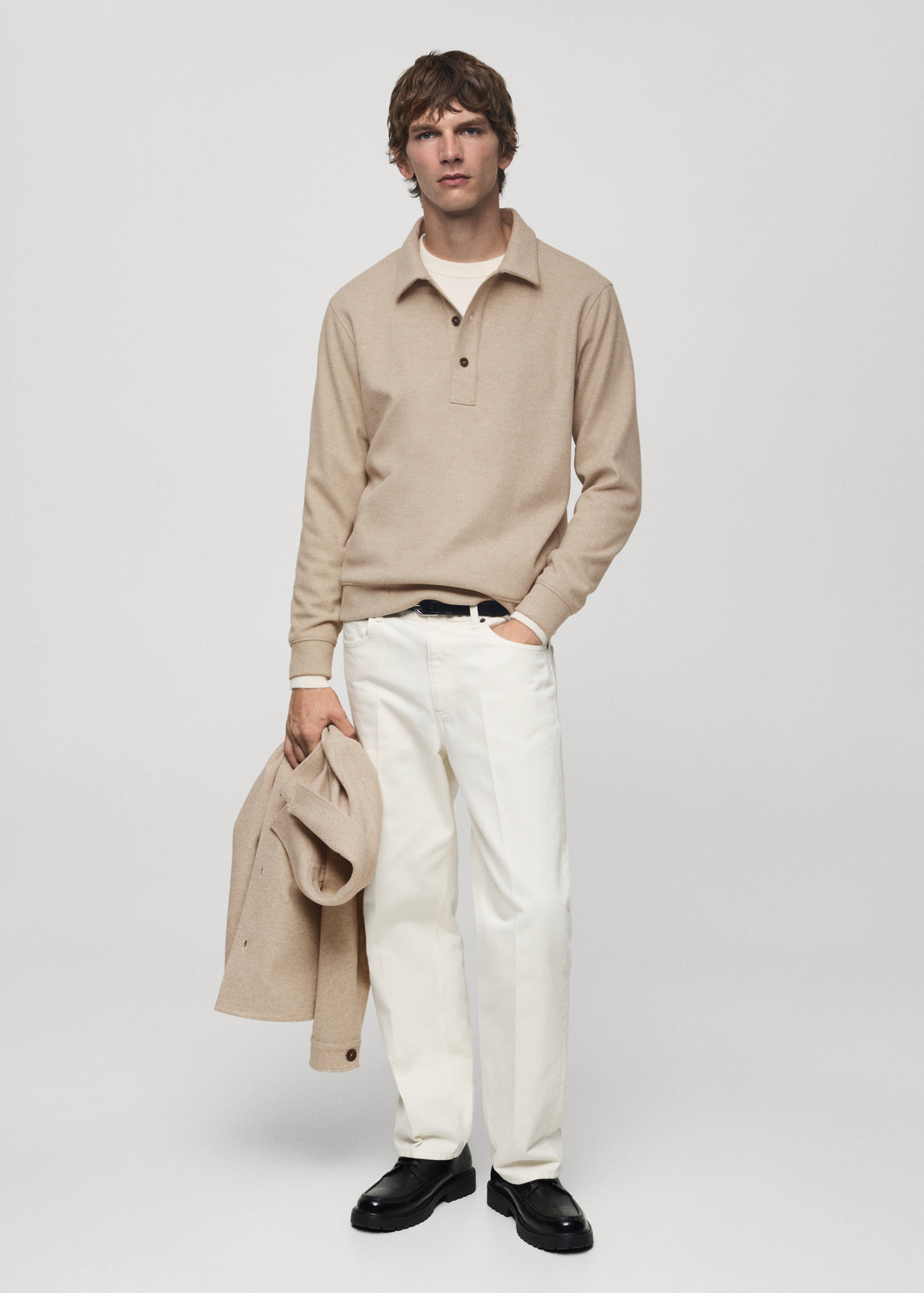 Regular Fit-Poloshirt aus Sweatshirt-Gewebe - Allgemeine Ansicht