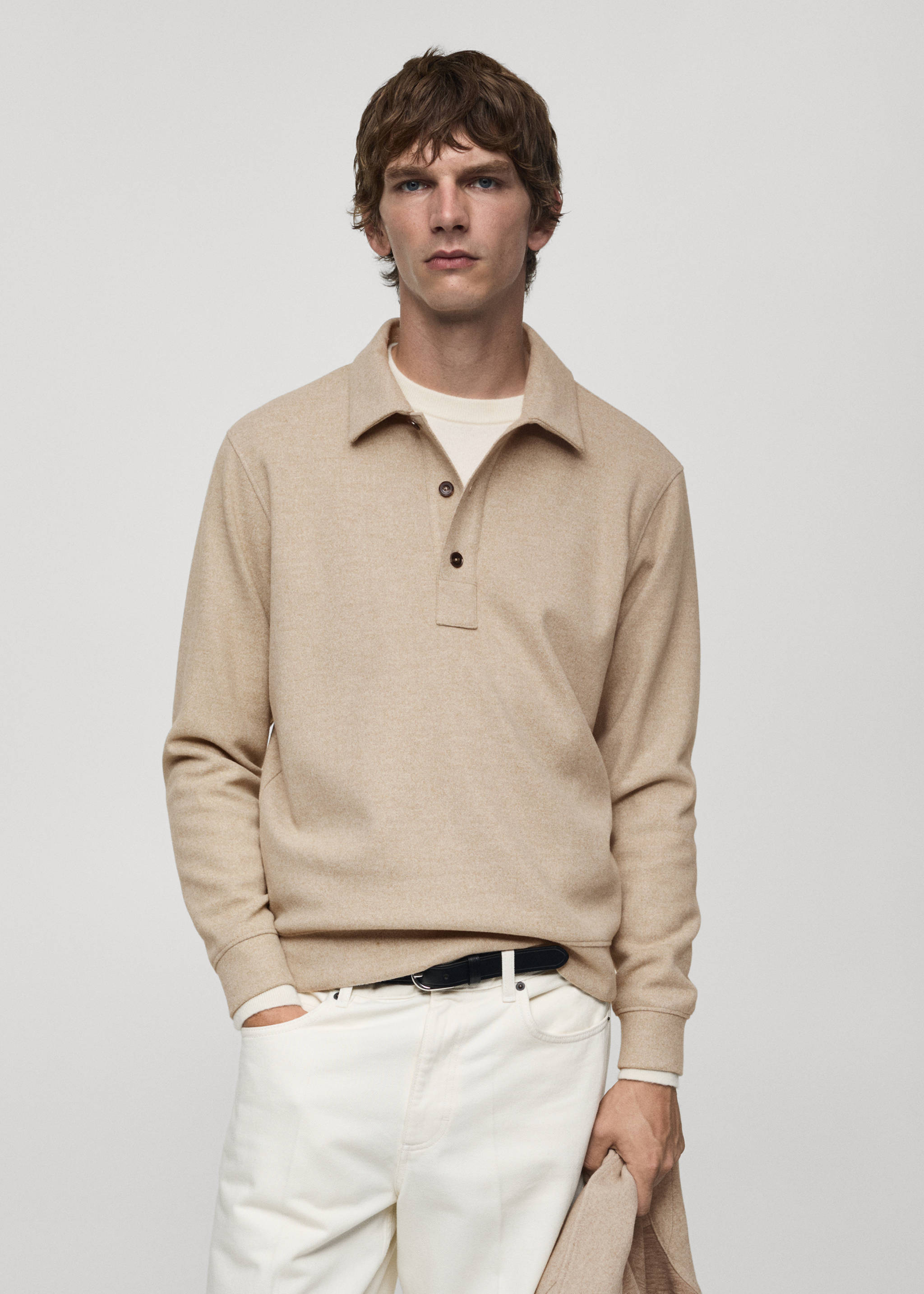 Regular Fit-Poloshirt aus Sweatshirt-Gewebe - Mittlere Ansicht