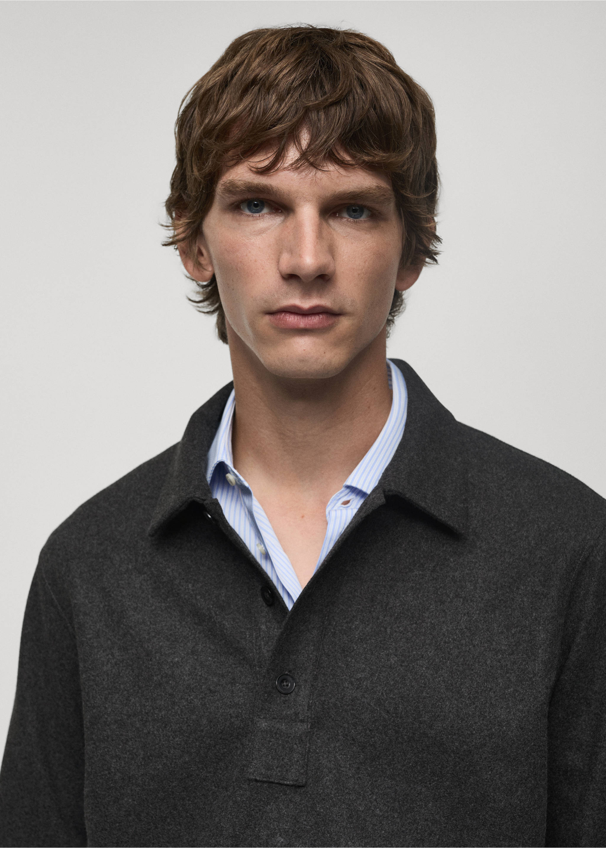 Regular Fit-Poloshirt aus Sweatshirt-Gewebe - Detail des Artikels 1, Anthrazit. Ref: 77027925-00.