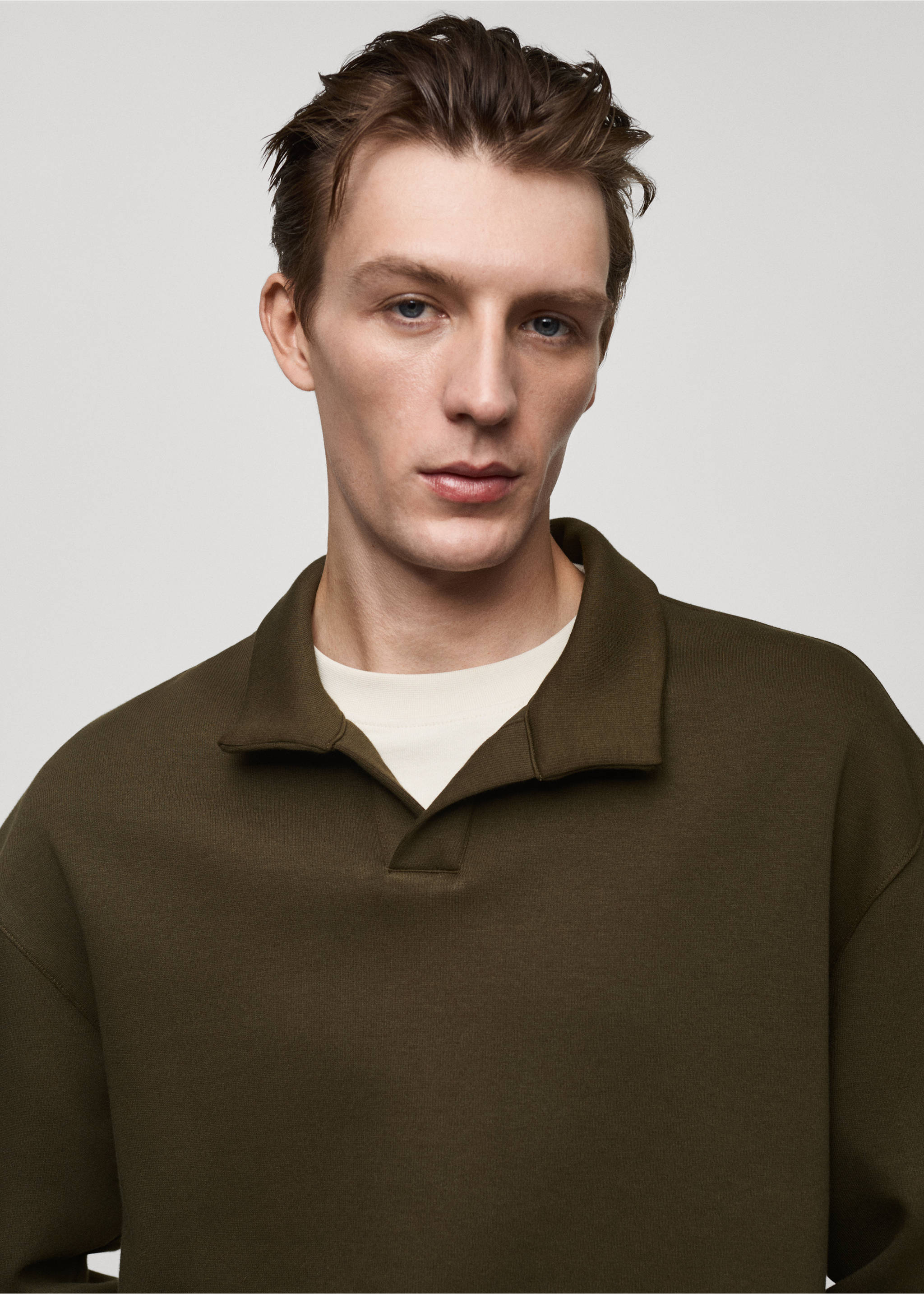 Relaxed Fit-Polosweatshirt - Detail des Artikels 1, Khaki. Ref: 77027928-00.