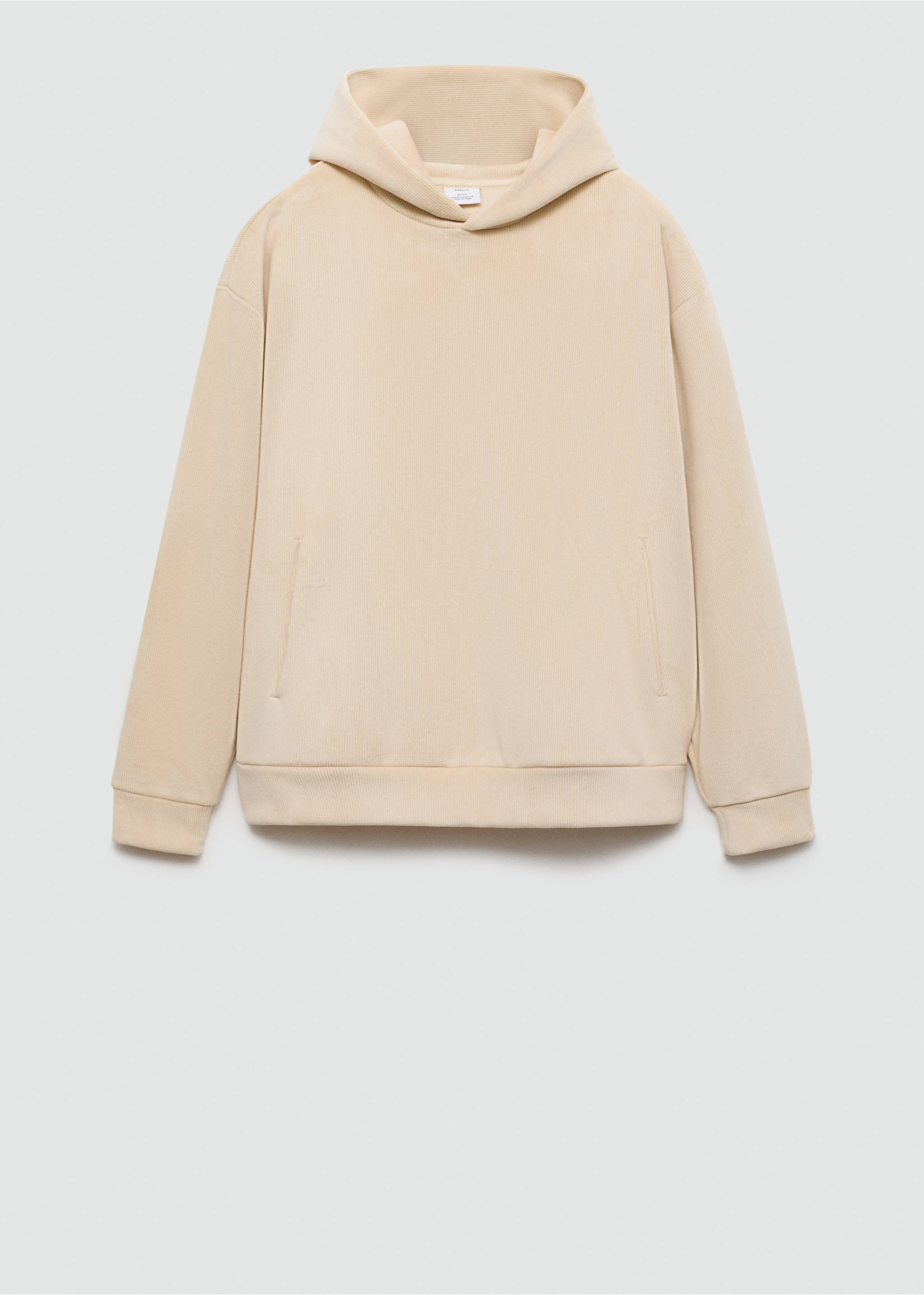 Corduroy hooded sweatshirt - Article without model, Ecru. Ref: 77027929-00.