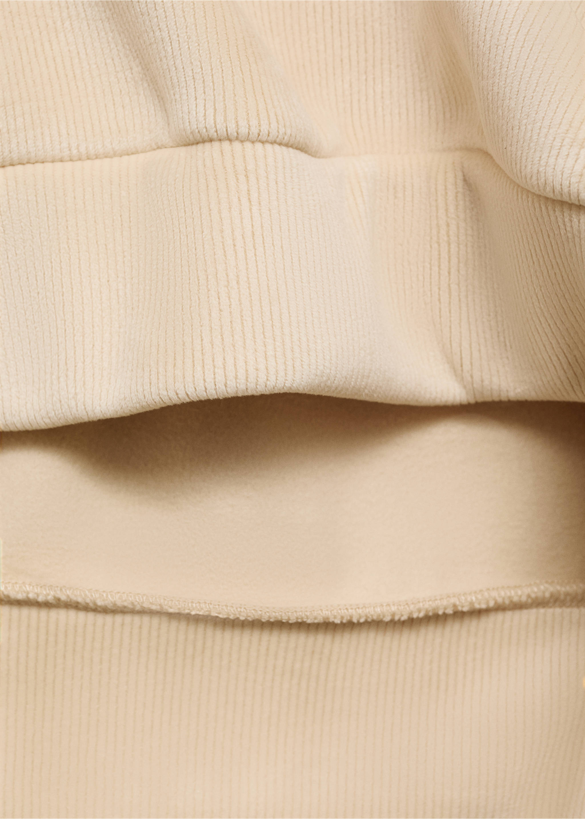 Corduroy hooded sweatshirt - Details of the article 0, Ecru. Ref: 77027929-00.