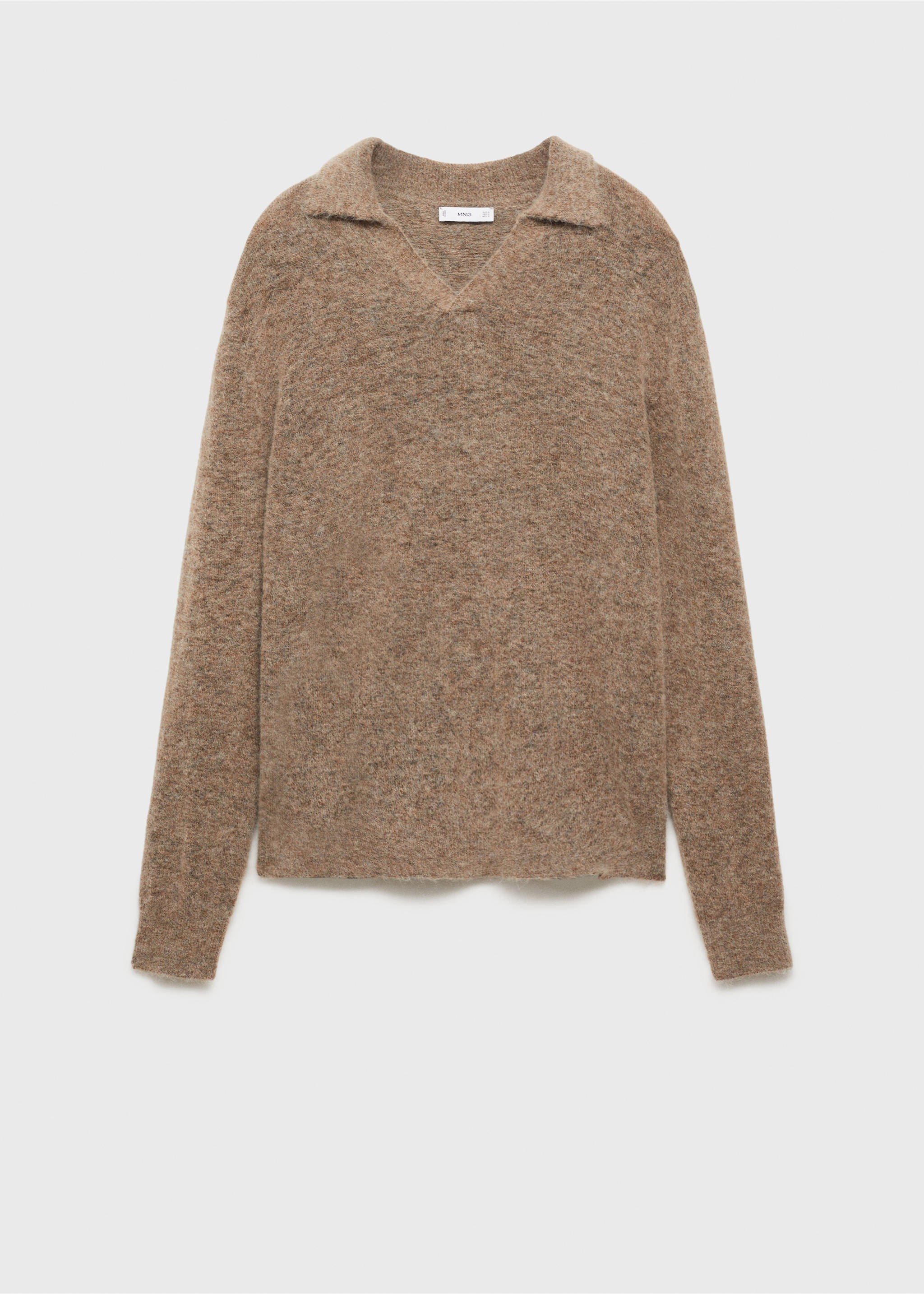Pull-over polo alpaga et laine mélangés - Article sans modèle, Gris vison. Ref: 77027930-00.