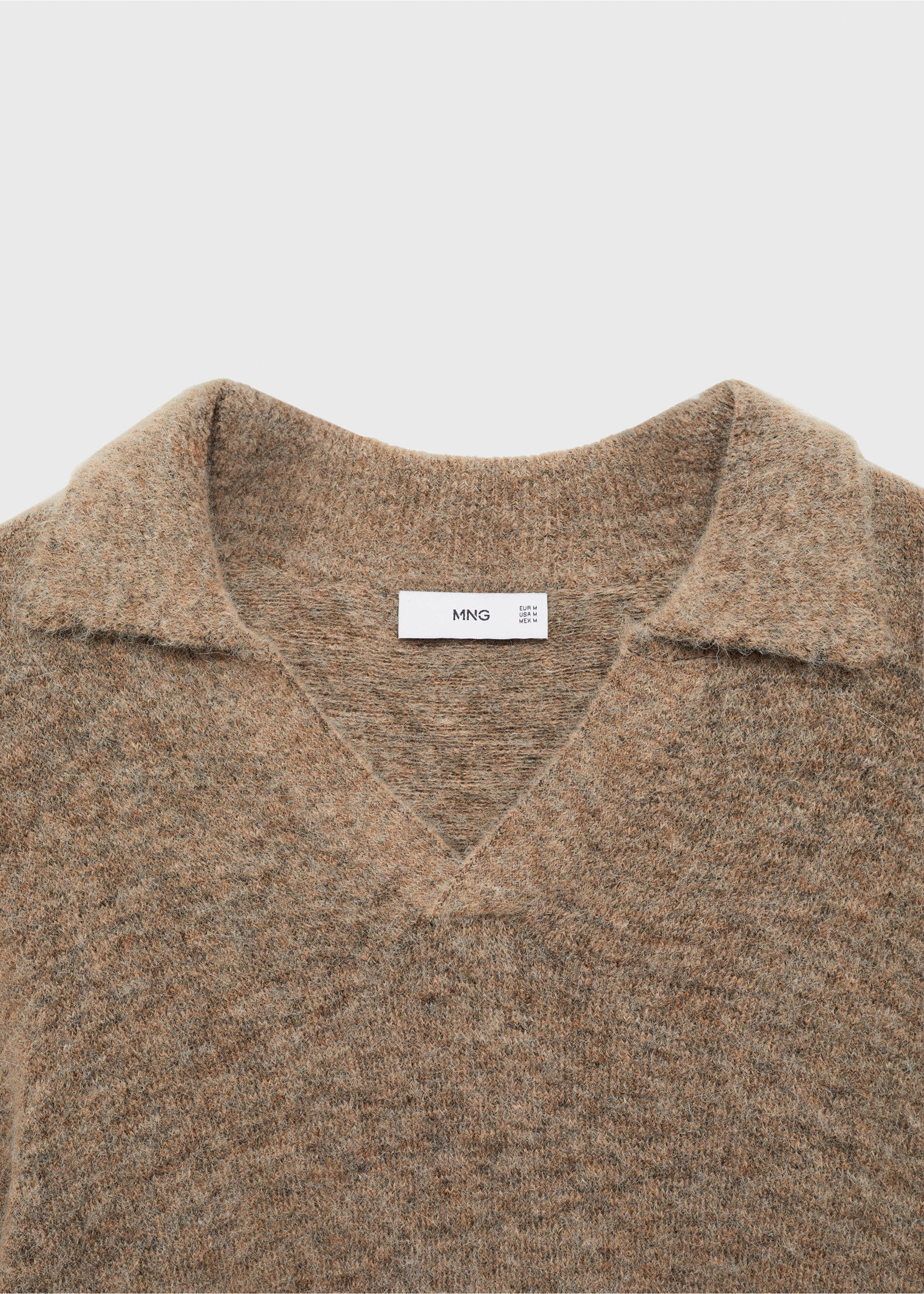 Pull-over polo alpaga et laine mélangés - Détail de l'article 8, Gris vison. Ref: 77027930-00.