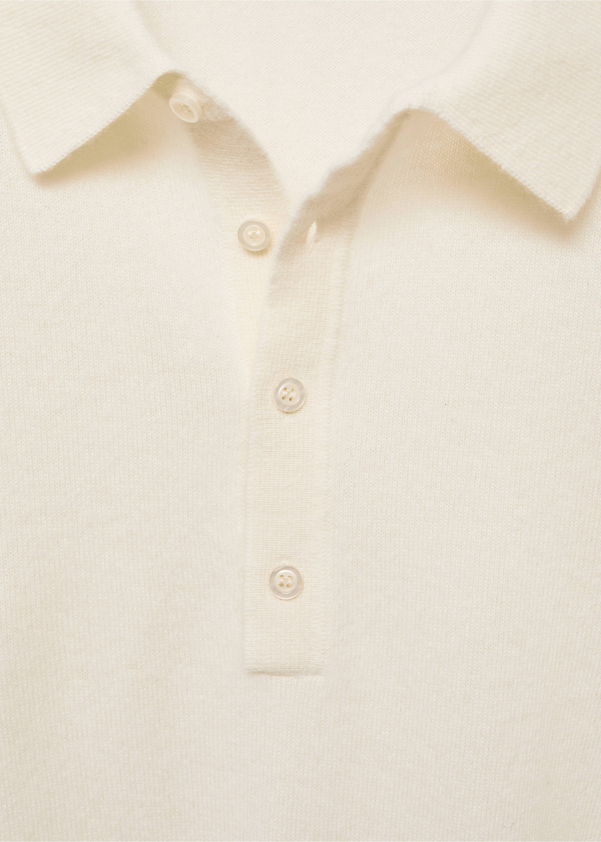 100% cashmere polo sweater - Details of the article 8, Ecru. Ref: 77027933-00.