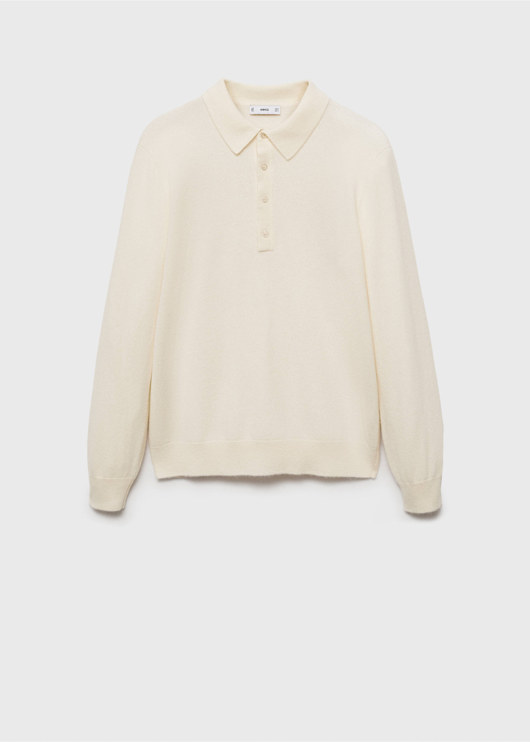 100% cashmere polo sweater - Article without model, Ecru. Ref: 77027933-00.