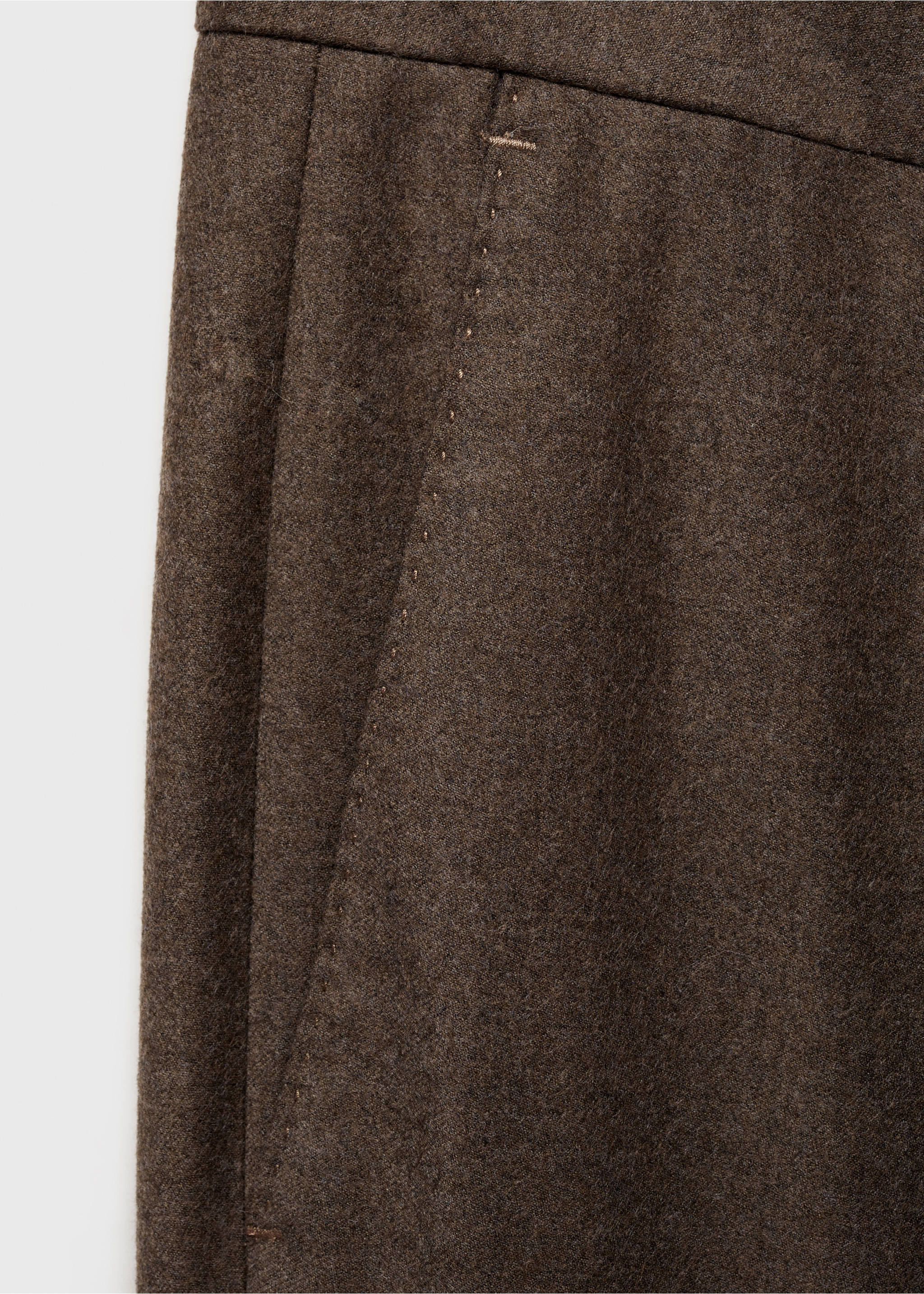 100% Italian virgin wool flannel suit trousers - Details of the article 8, Brown. Ref: 77027937-00.