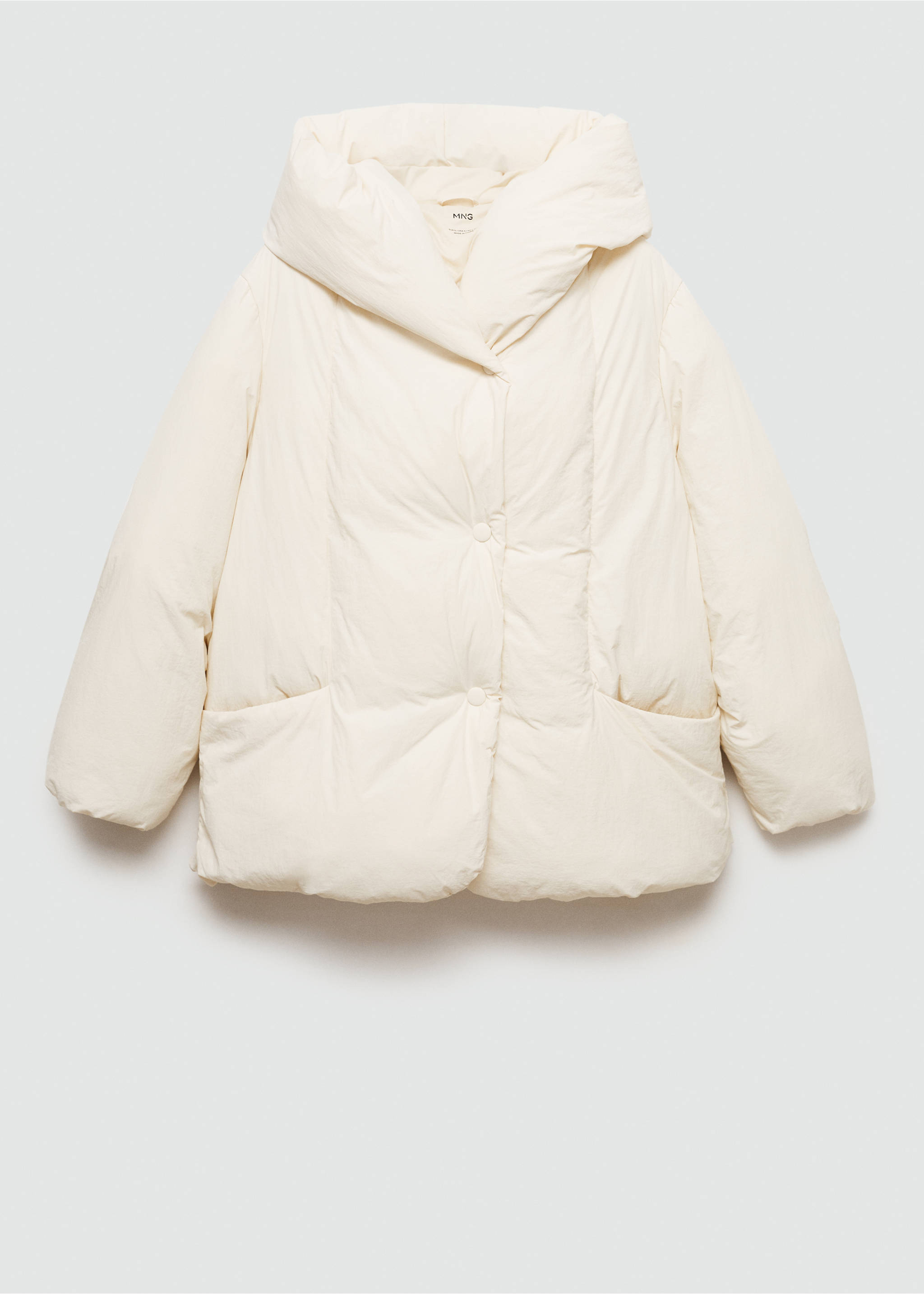 Kurzer Stepp-Anorak mit Kapuze - Artikel ohne Model, Cremeweiß. Ref: 77028264-00.