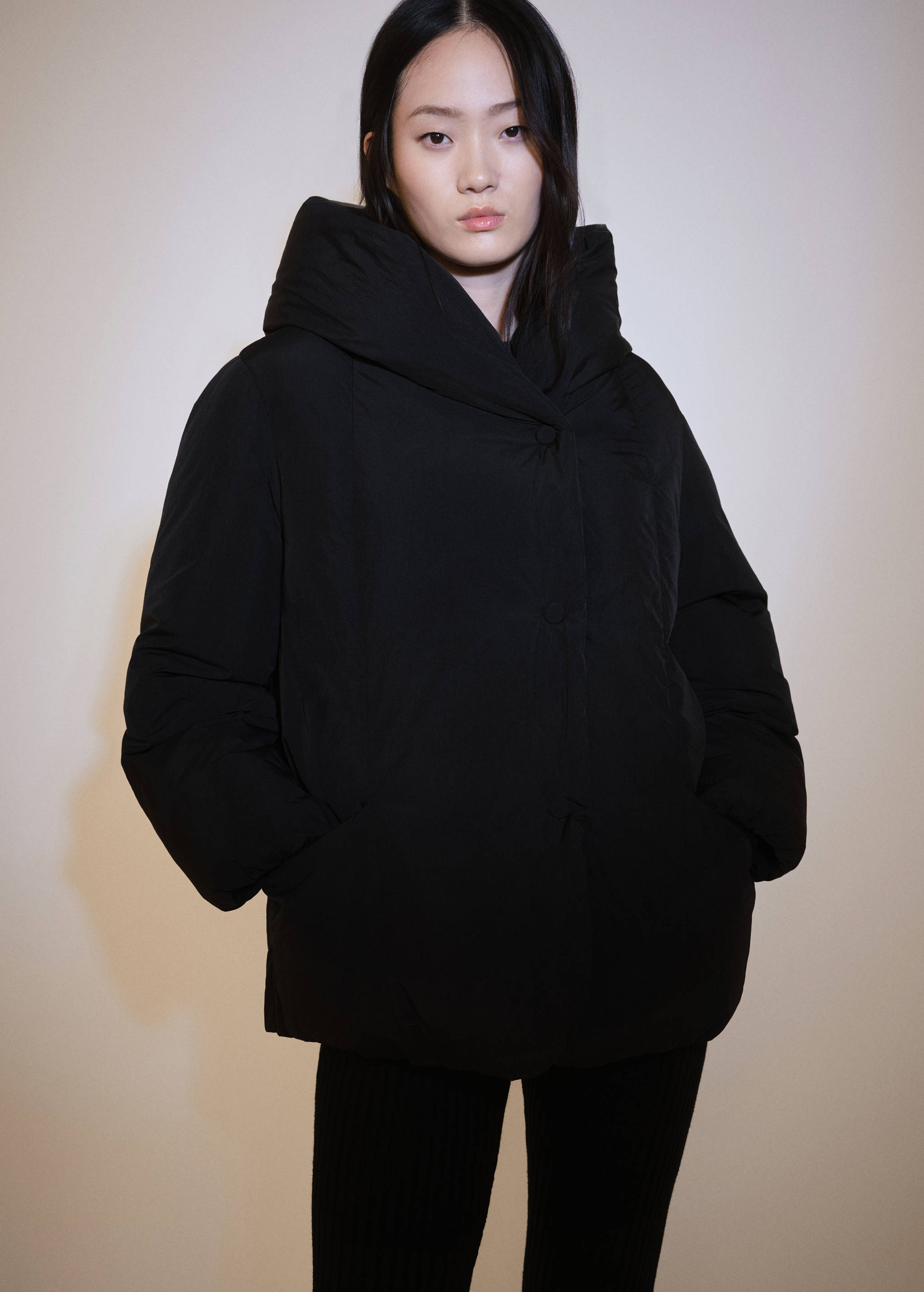 Short padded hooded anorak - Medium plane