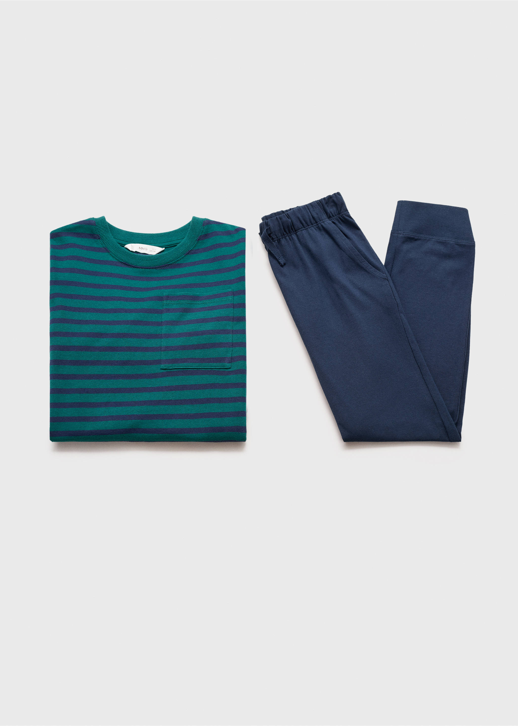 Striped long pyjamas - Details of the article 0, Green. Ref: 77028266-00.