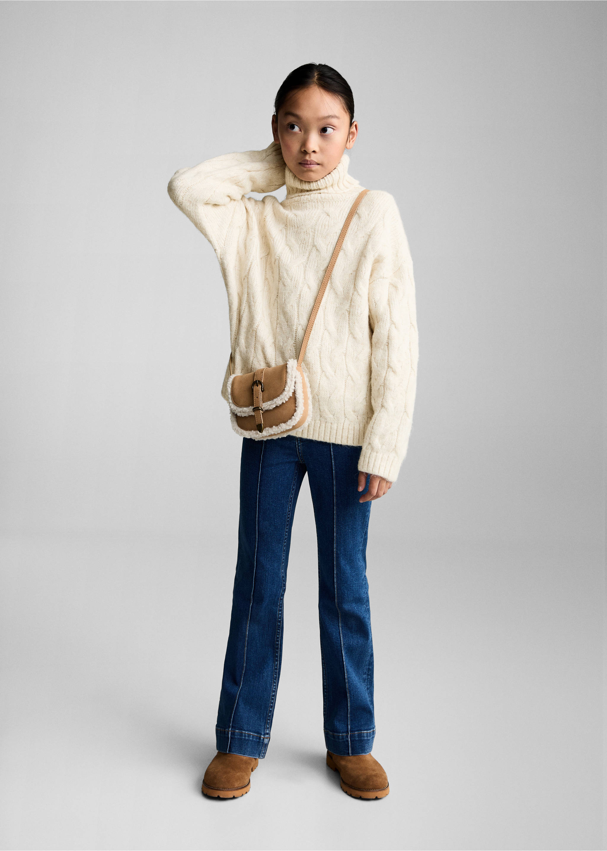 Cable knit turtleneck sweater - General plane, Beige. Ref: 77028271-00.
