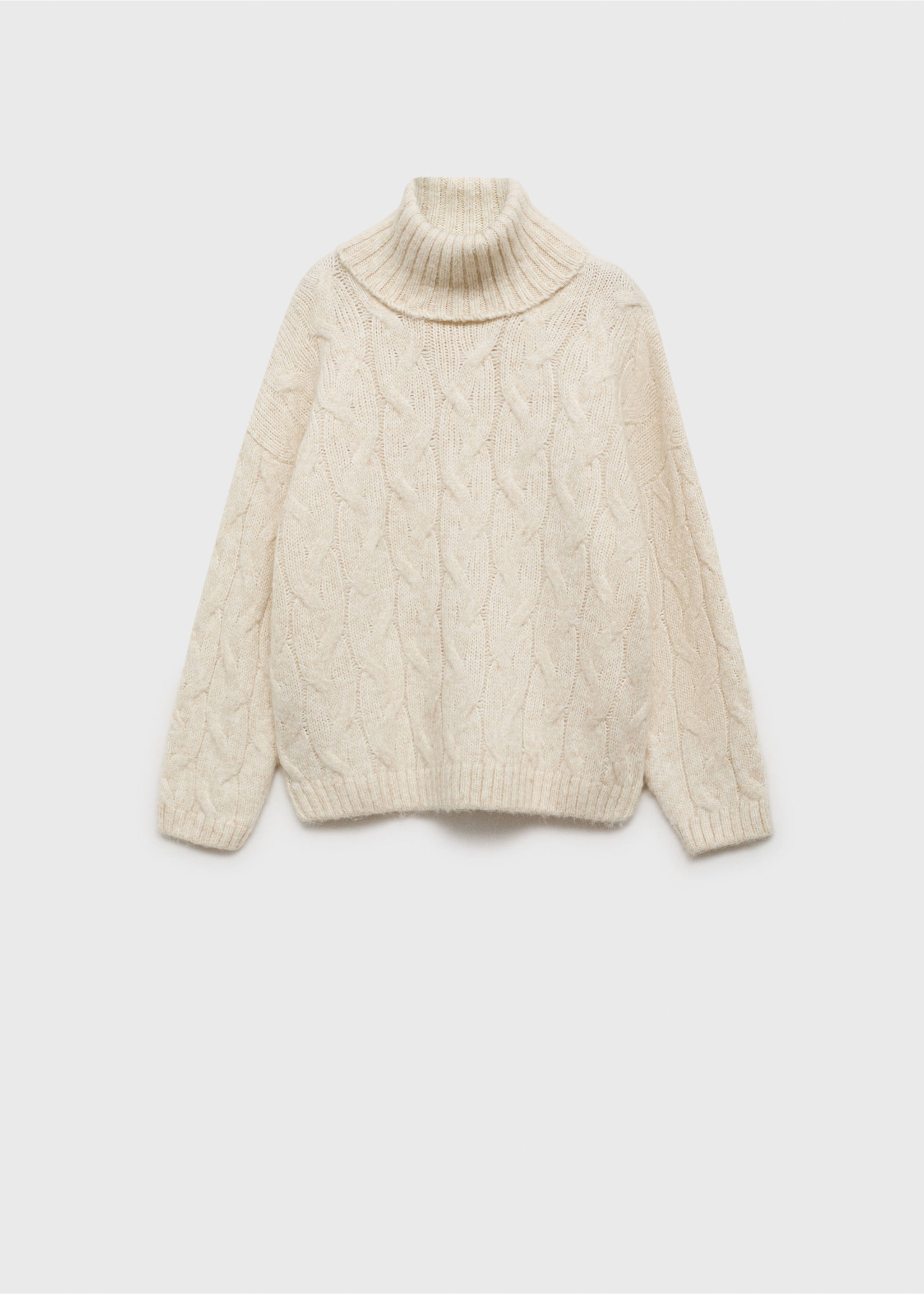Cable knit turtleneck sweater - Article without model, Beige. Ref: 77028271-00.