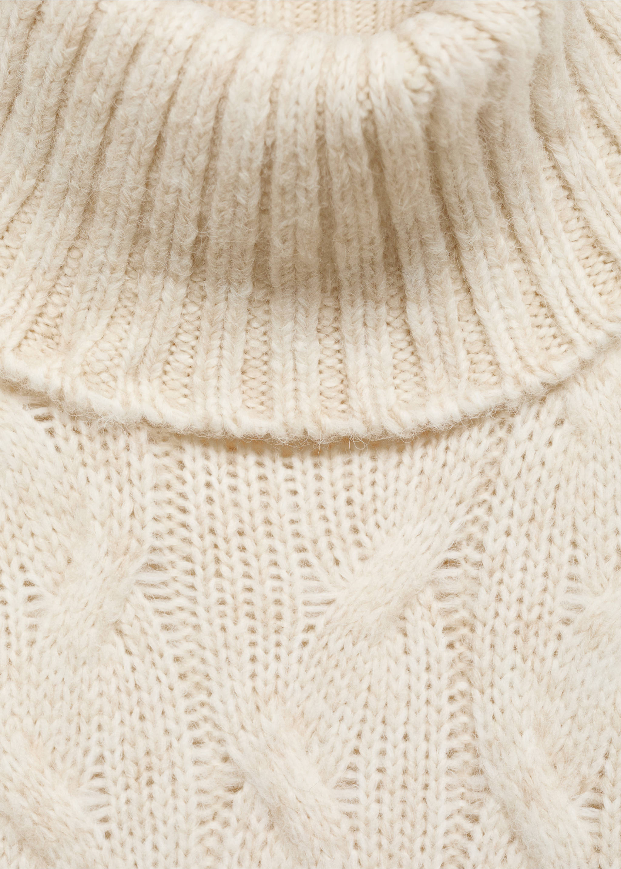 Cable knit turtleneck sweater - Details of the article 8, Beige. Ref: 77028271-00.