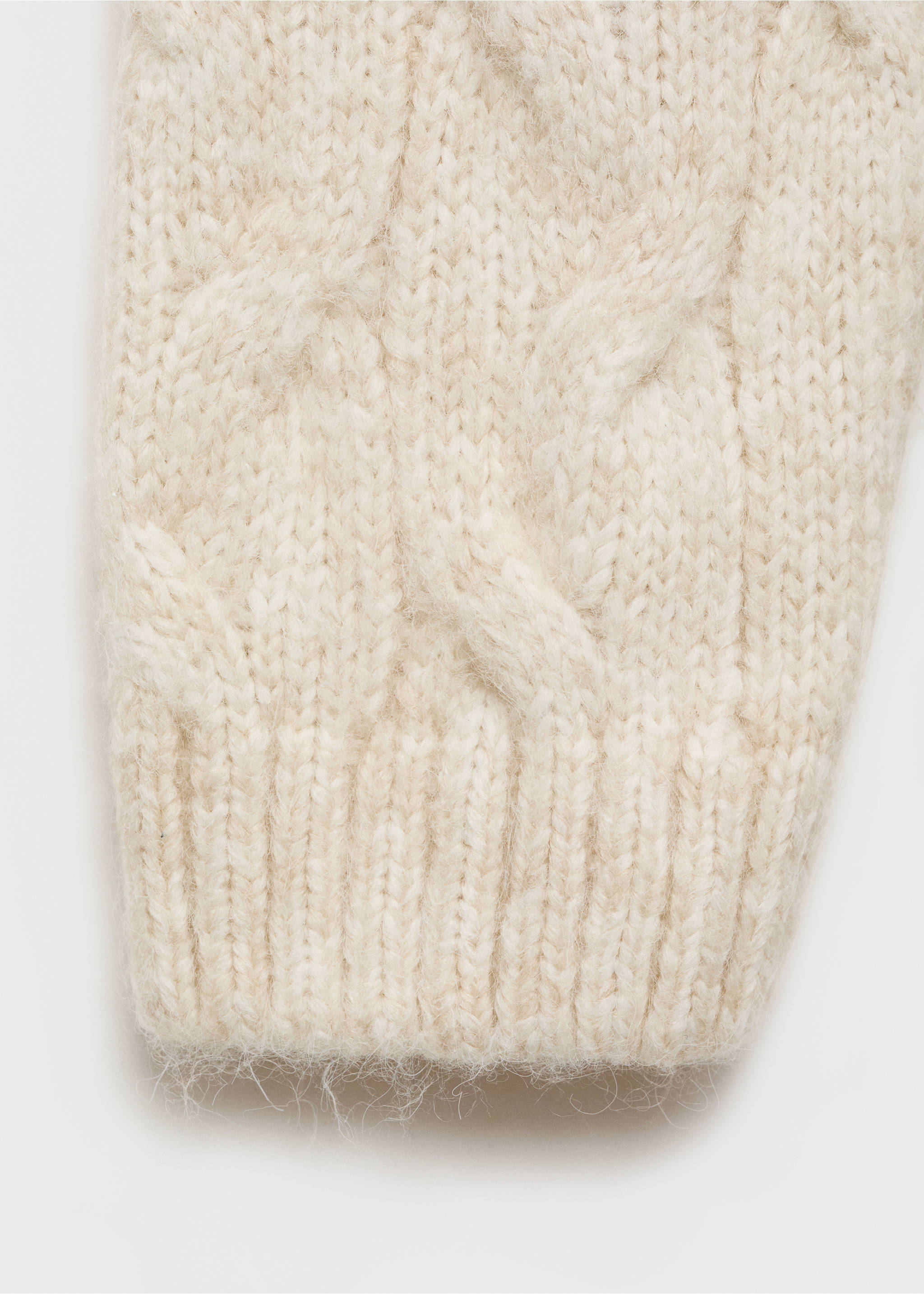 Cable knit turtleneck sweater - Details of the article 0, Beige. Ref: 77028271-00.