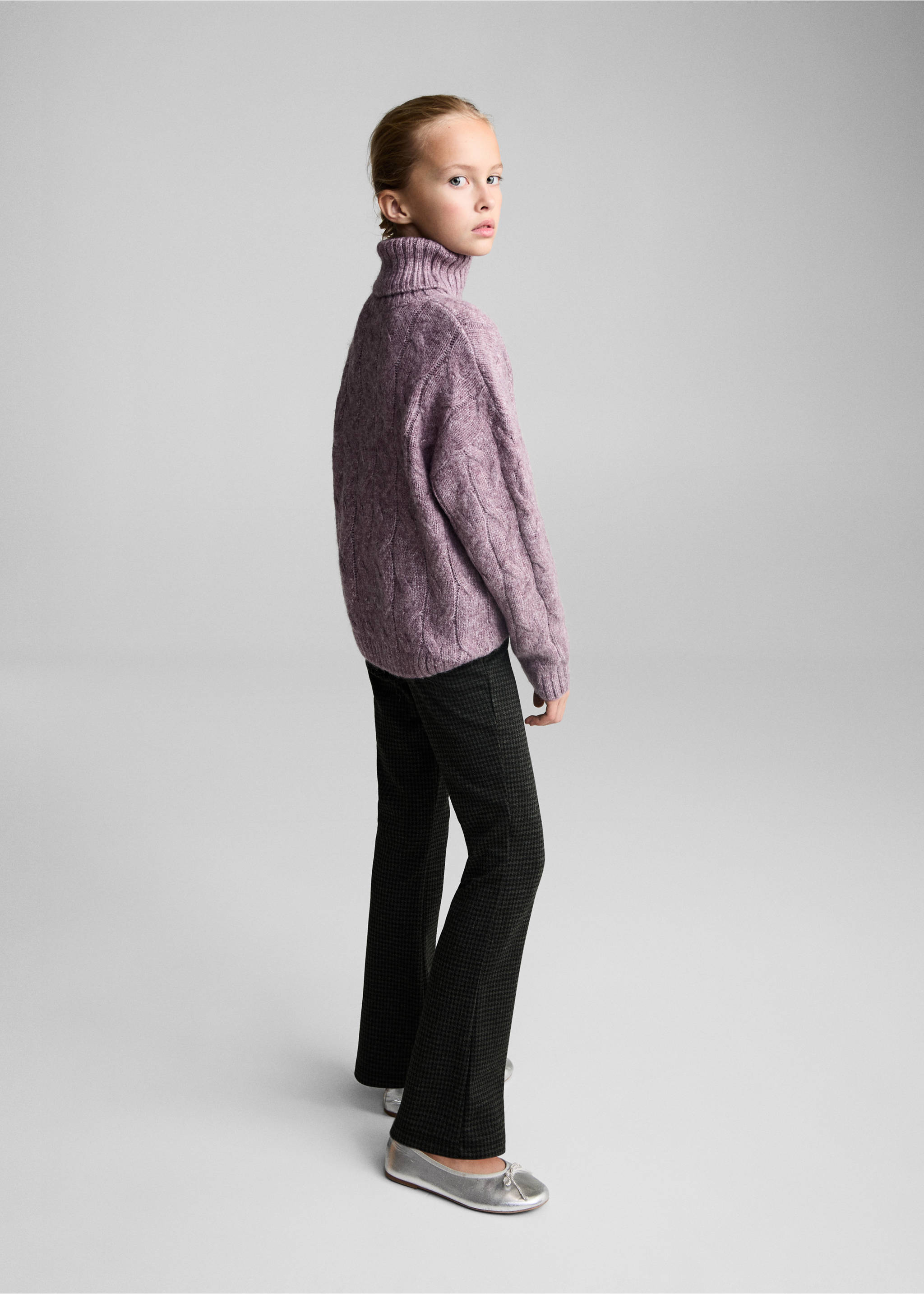 Cable knit turtleneck sweater - General plane, Lilac. Ref: 77028271-00.