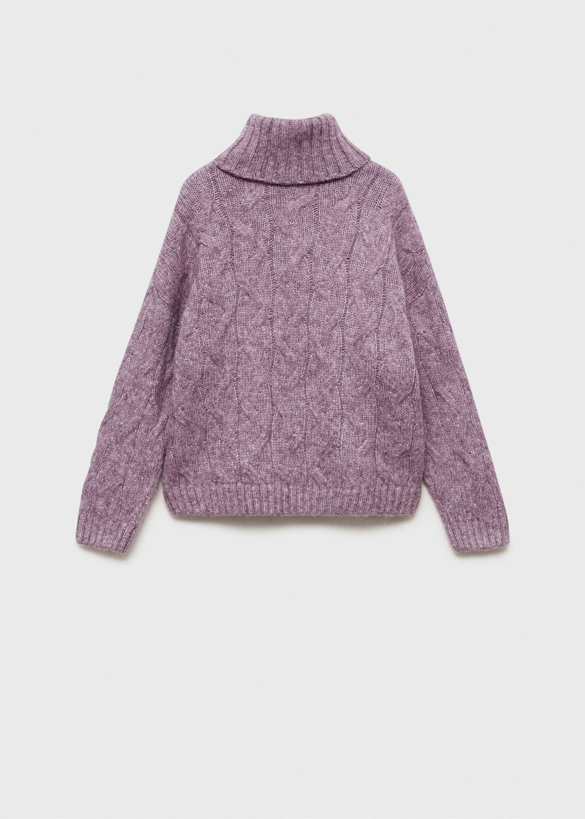 Cable knit turtleneck sweater - Reverse of the article, Lilac. Ref: 77028271-00.