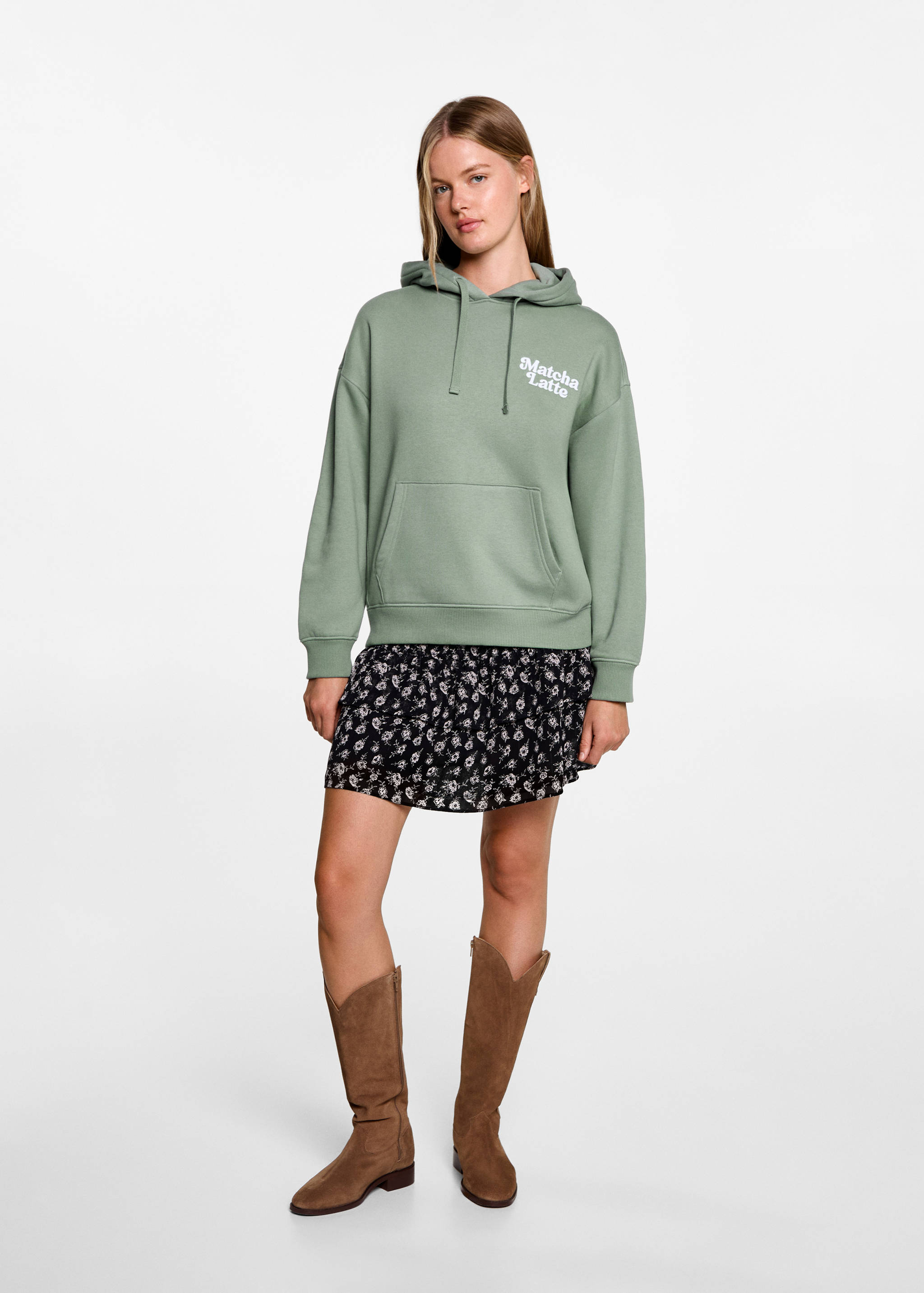 Embroidered message kangaroo pocket sweatshirt - General plane