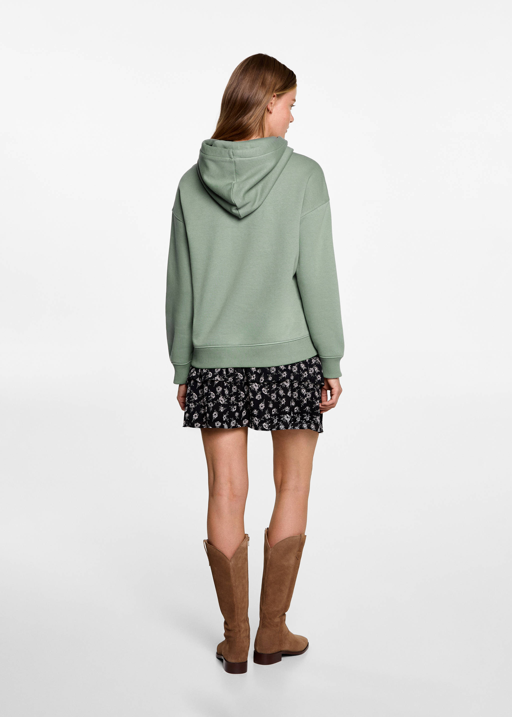 Embroidered message kangaroo pocket sweatshirt - Reverse of the article