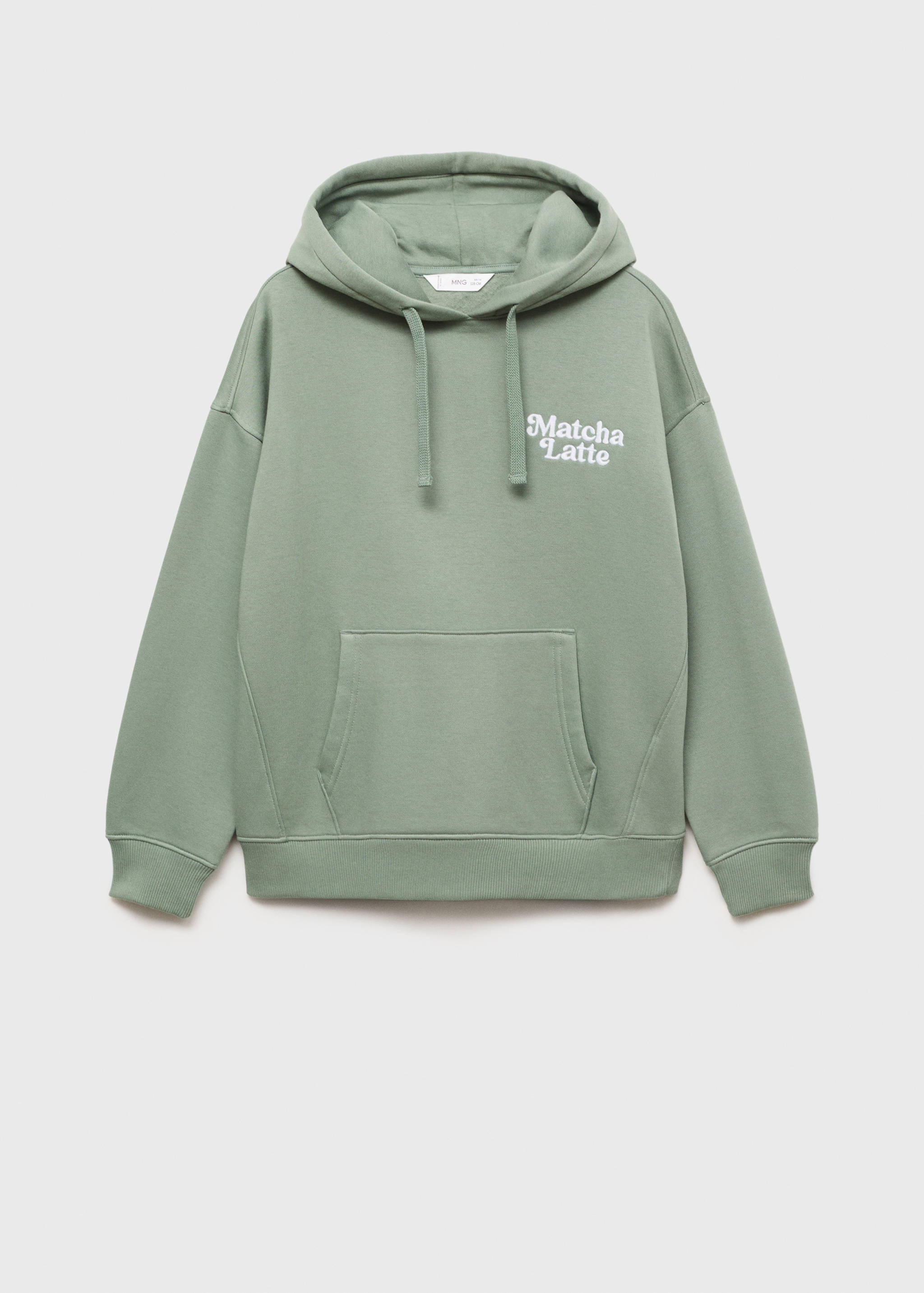 Embroidered message kangaroo pocket sweatshirt - Article without model