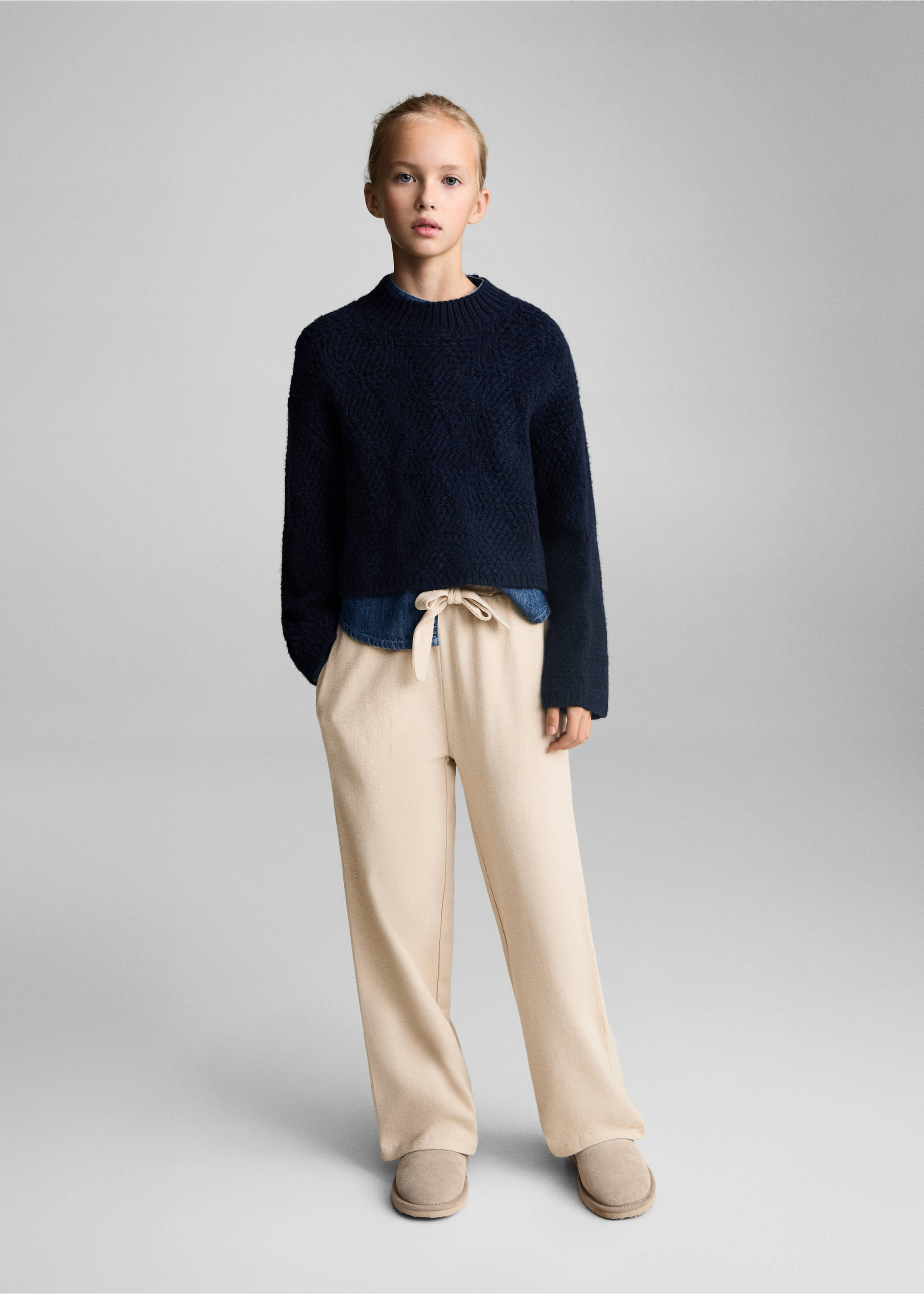 Strickpullover mit halbhohem Kragen - Allgemeine Ansicht, Dunkles Marineblau. Ref: 77028280-00.