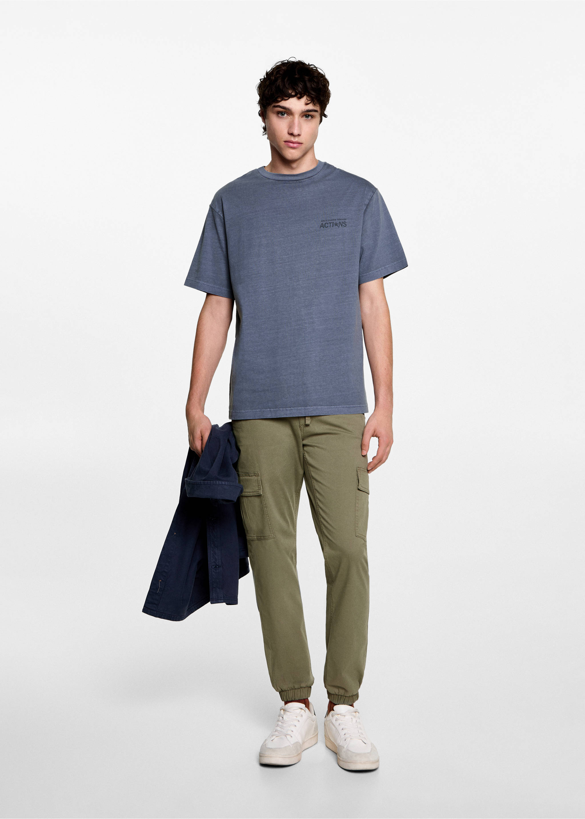 T-shirt message imprimé - Plan général, Bleu. Ref: 77028281-00.