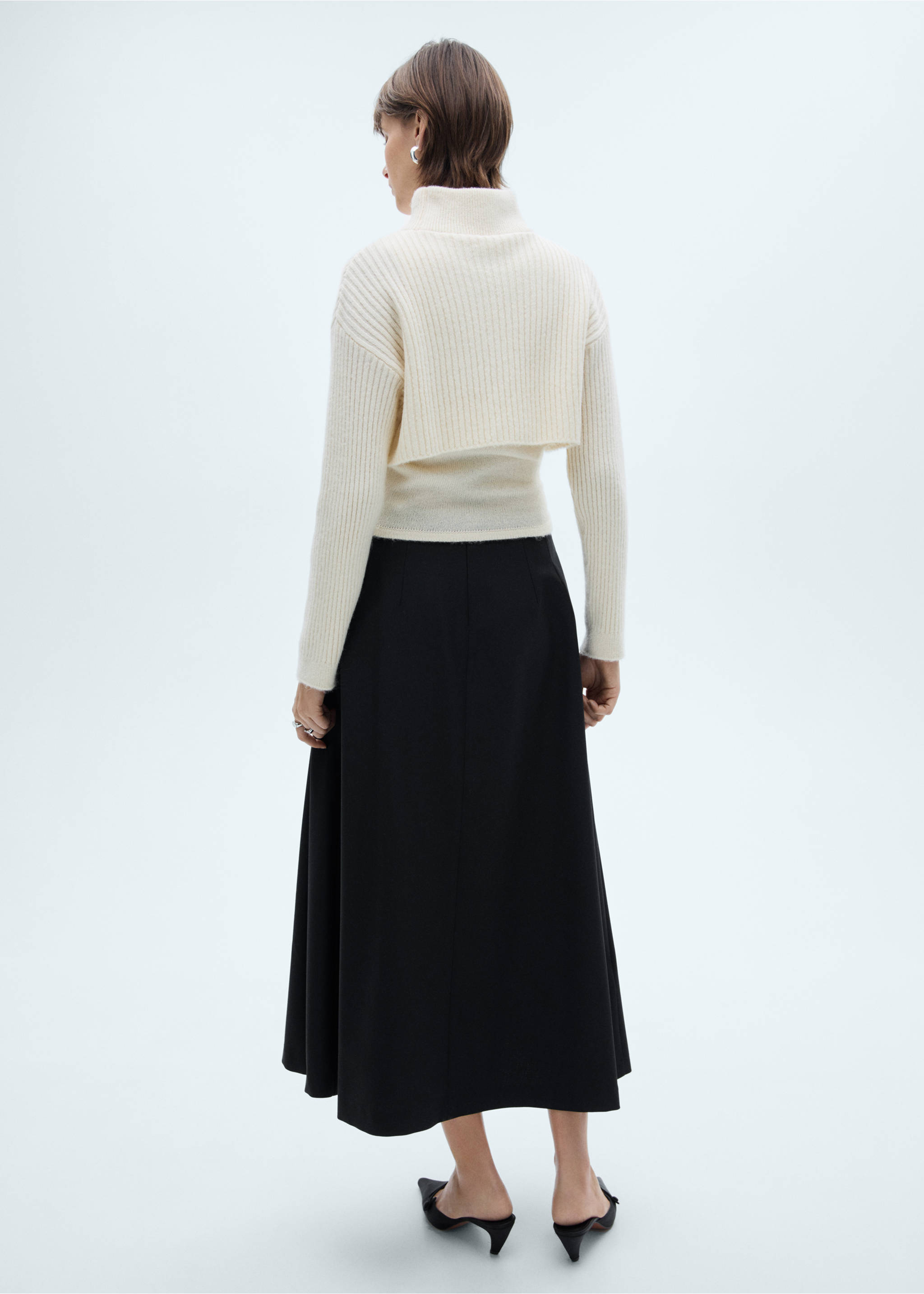 Falda larga evasé - Reverso del artículo, Negro. Ref: 77028284-00.