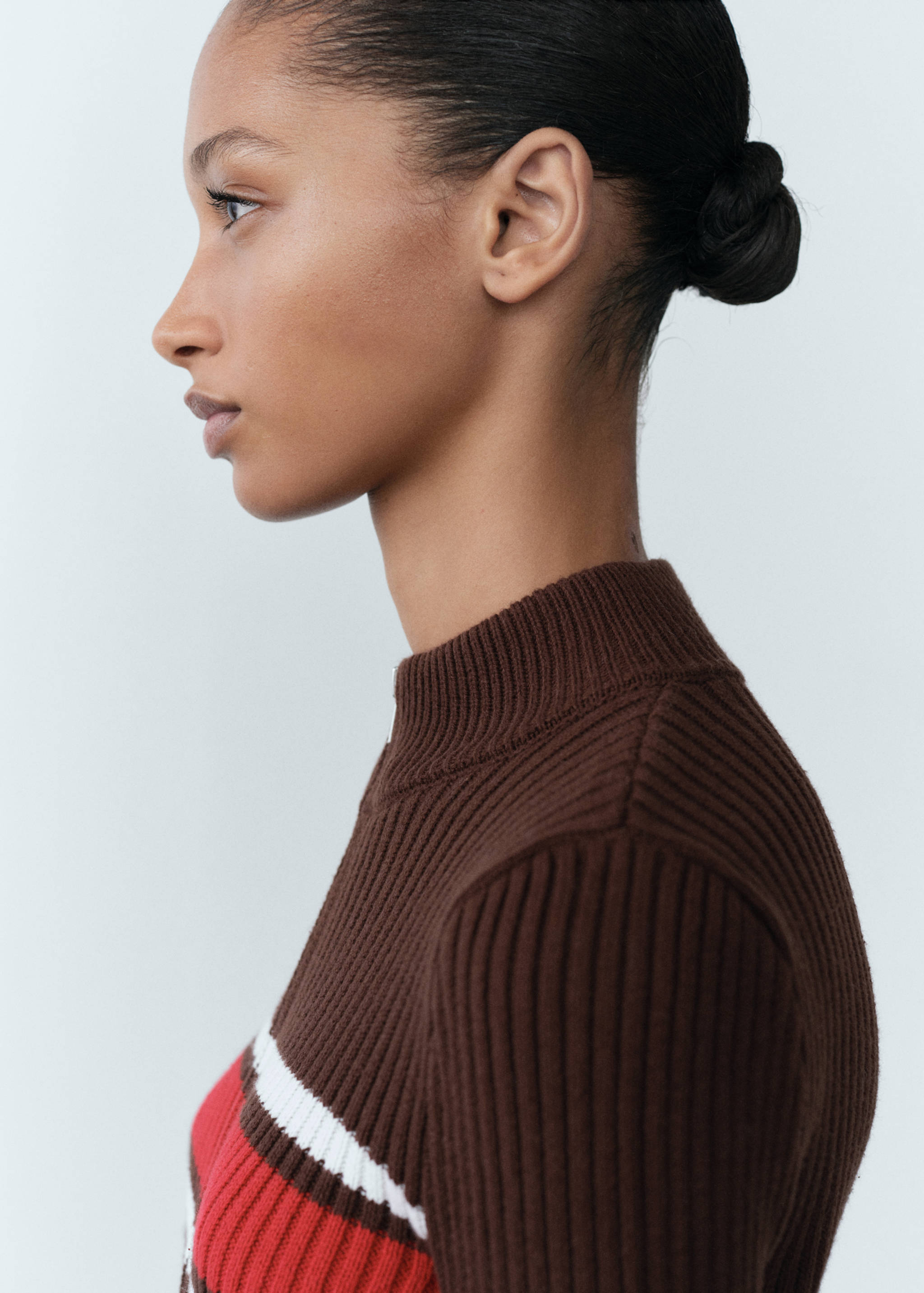 Ribbstickad cardigan kontrastpanel - Detaljer om artikeln 1