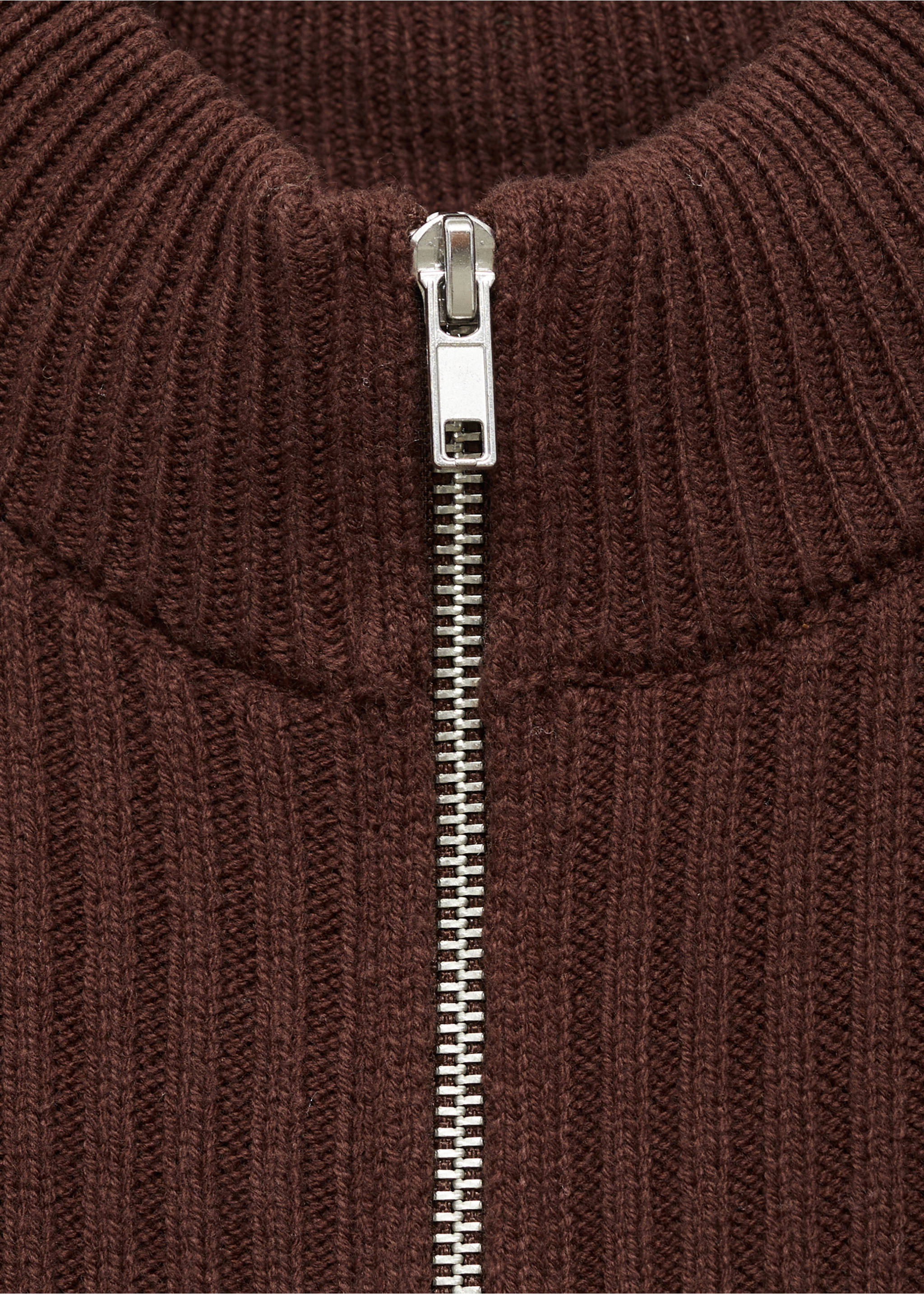 Ribbstickad cardigan kontrastpanel - Detaljer om artikeln 8, Brun. Ref: 77028634-00.