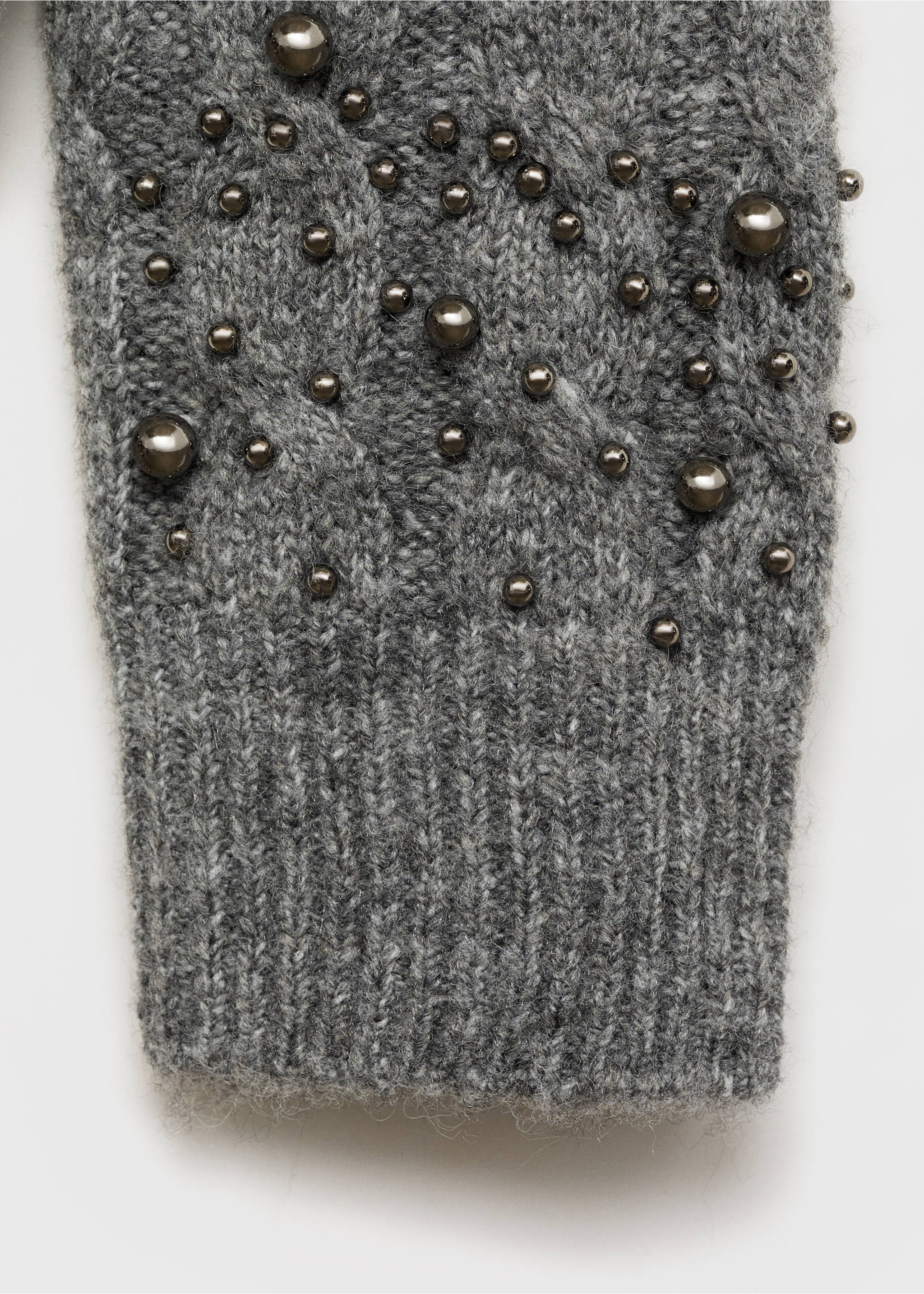 Braided sweater with bead detail - Details of the article 0, Grey. Ref: 77029057-00.