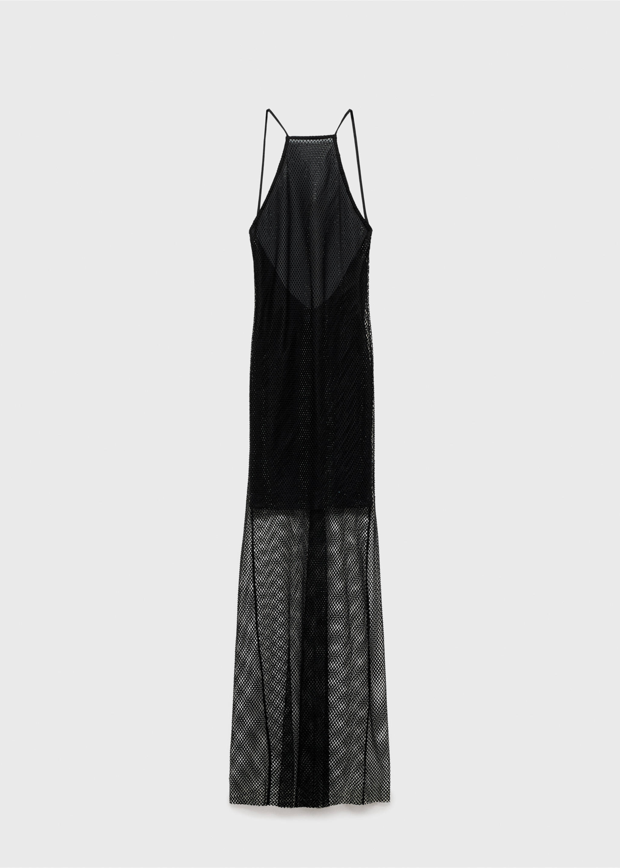 Mesh dress with rhinestone detail - Article without model, Black. Ref: 77029059-00.