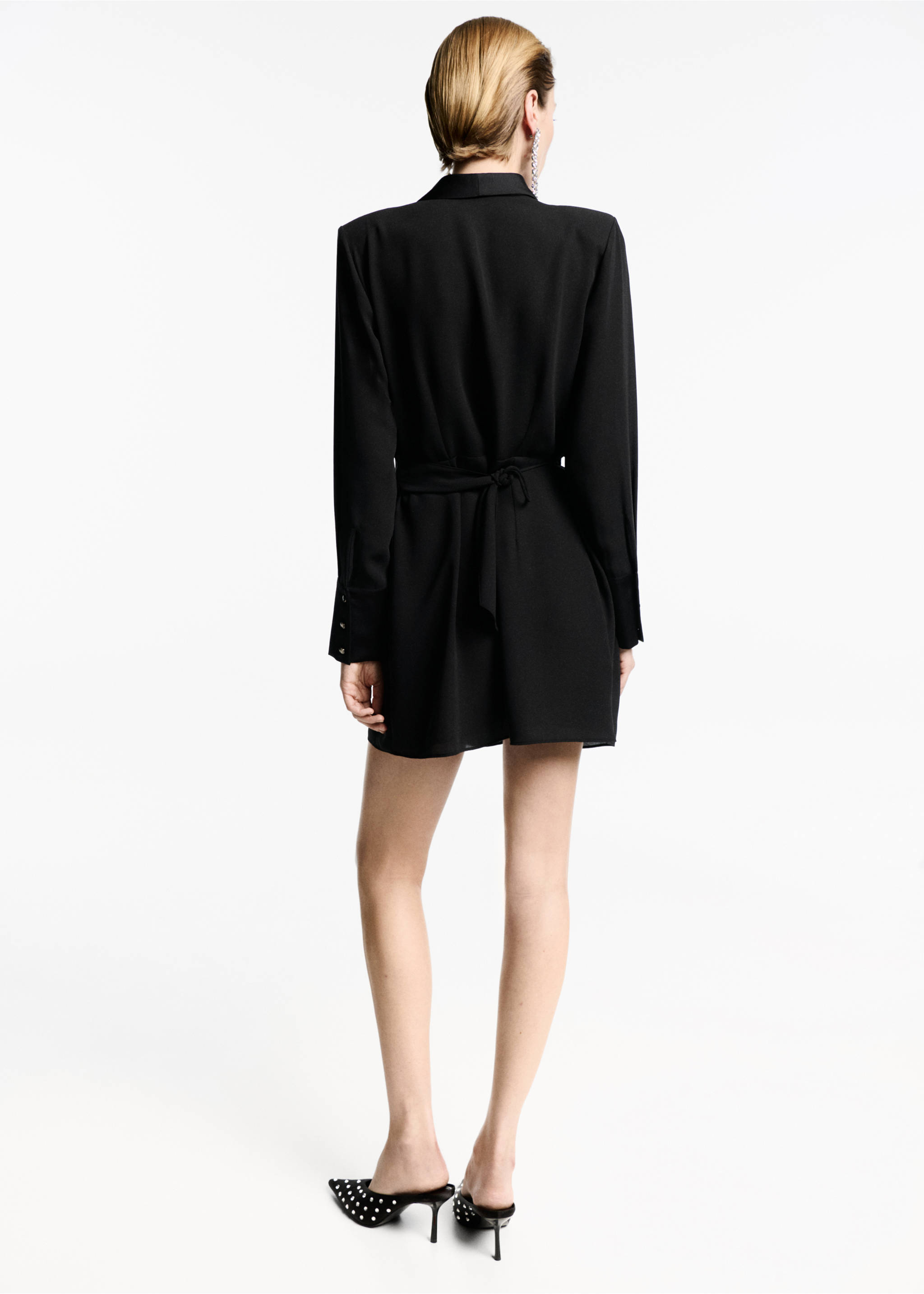 Bow wrap dress - Reverse of the article, Black. Ref: 77029060-00.