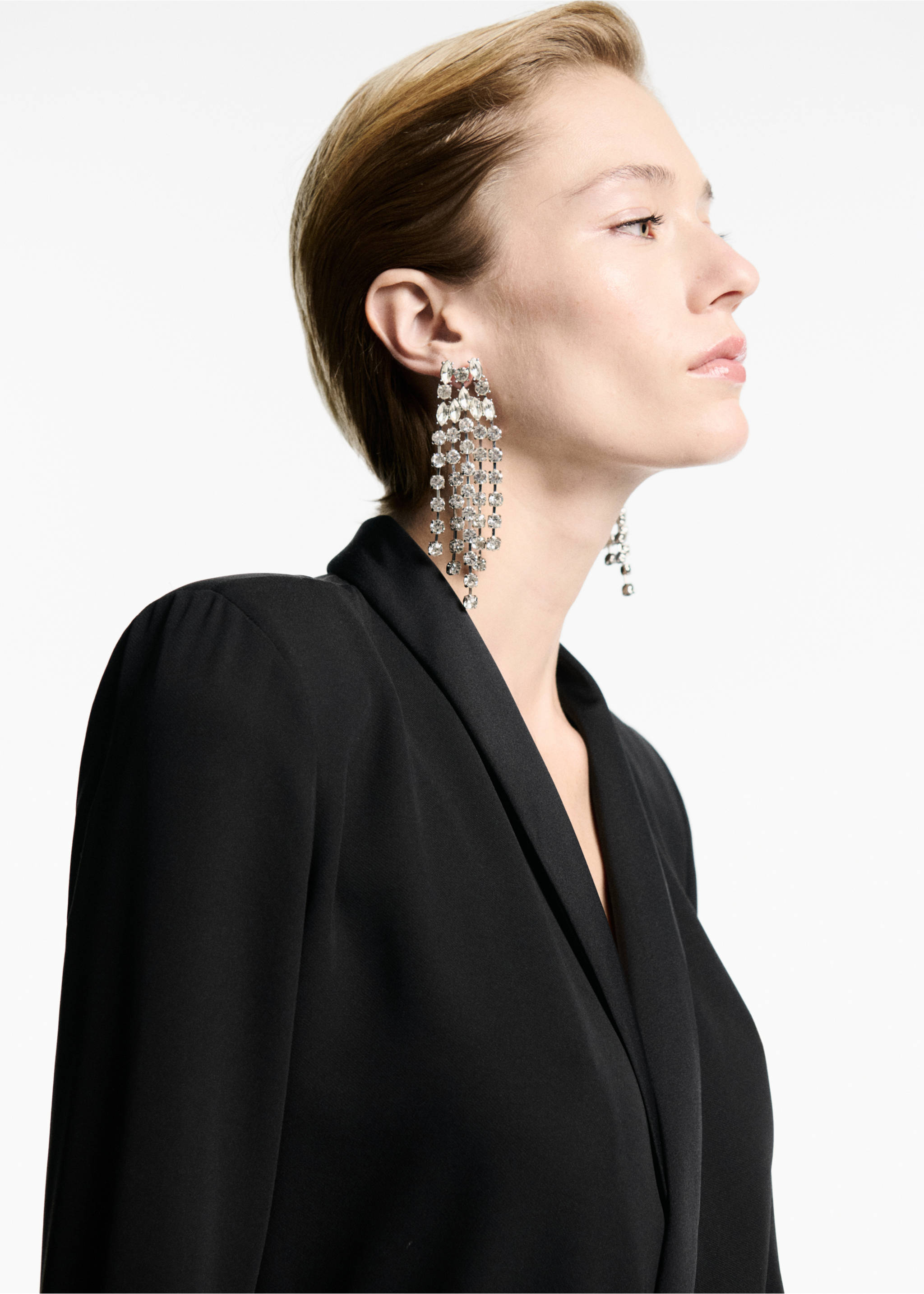 Bow wrap dress - Details of the article 1, Black. Ref: 77029060-00.