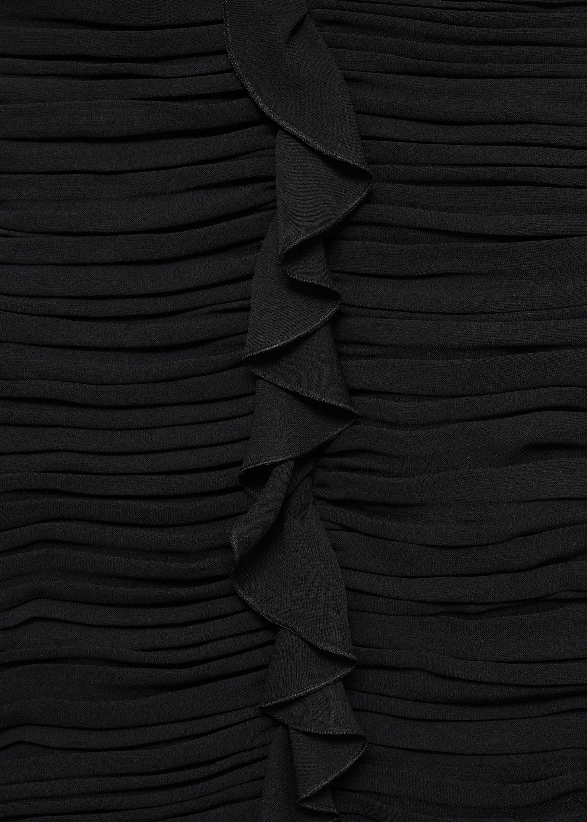 Neckholder-Kleid mit gerafften Details - Detail des Artikels 8, Schwarz. Ref: 77029061-00.