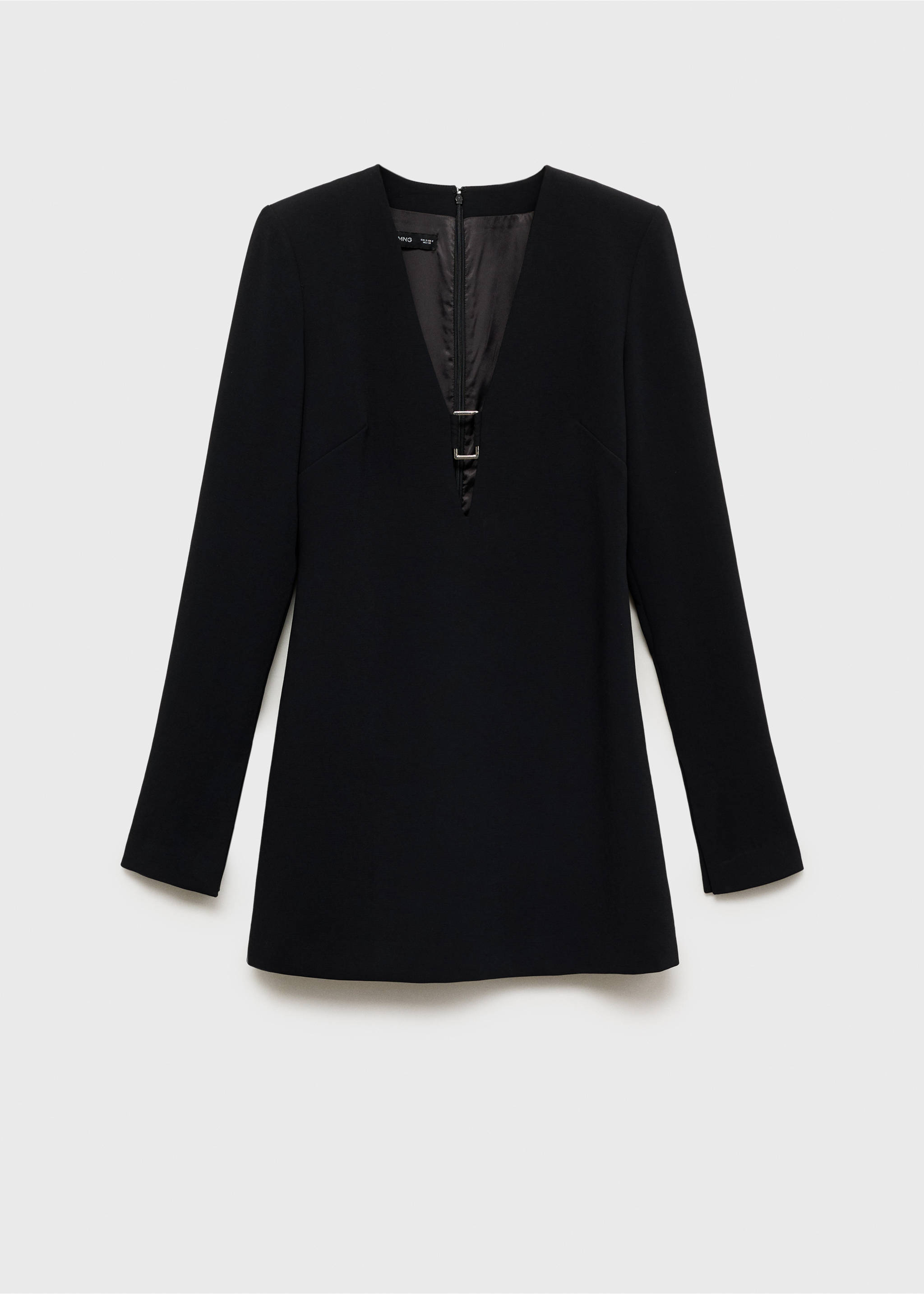 Metallic dress with neckline detail - Article without model, Black. Ref: 77029063-00.