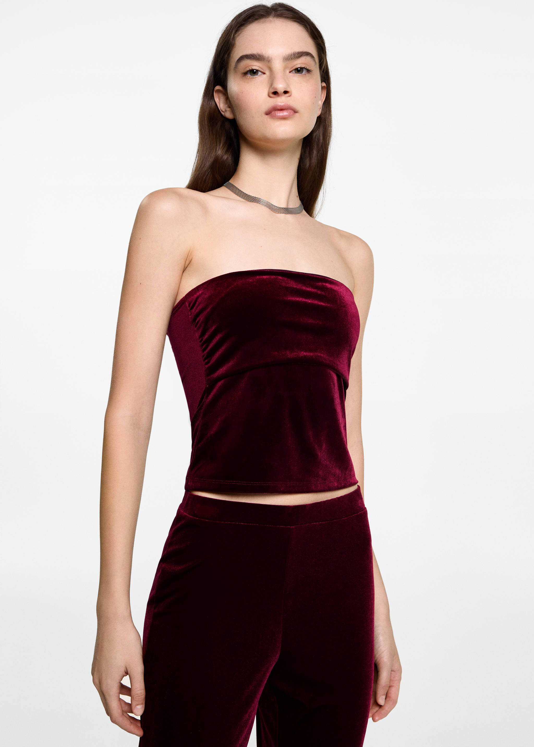 Bandeau-Top aus Samt - Mittlere Ansicht