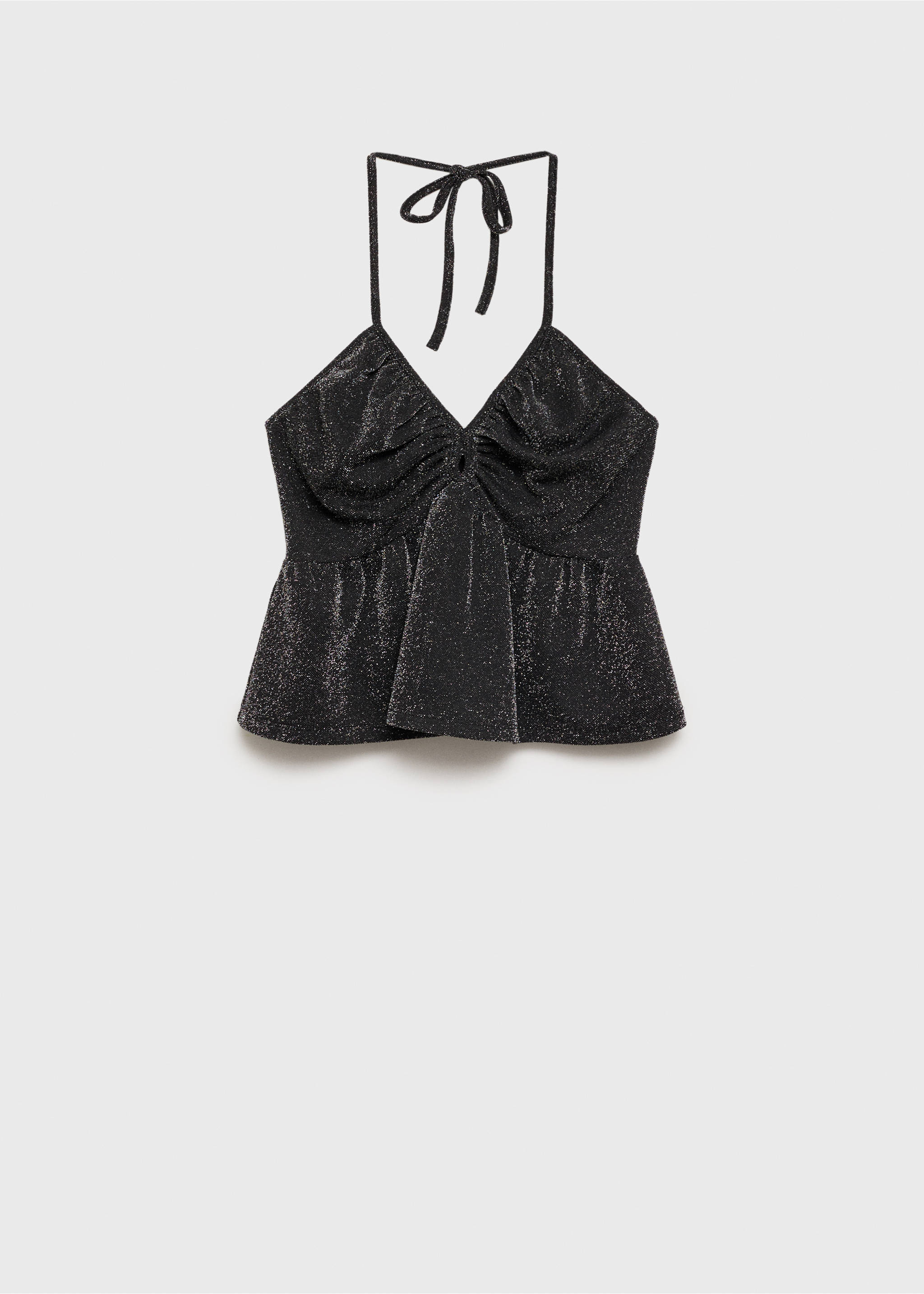 Lurex-knit halter top - Article without model, Black. Ref: 77029067-00.