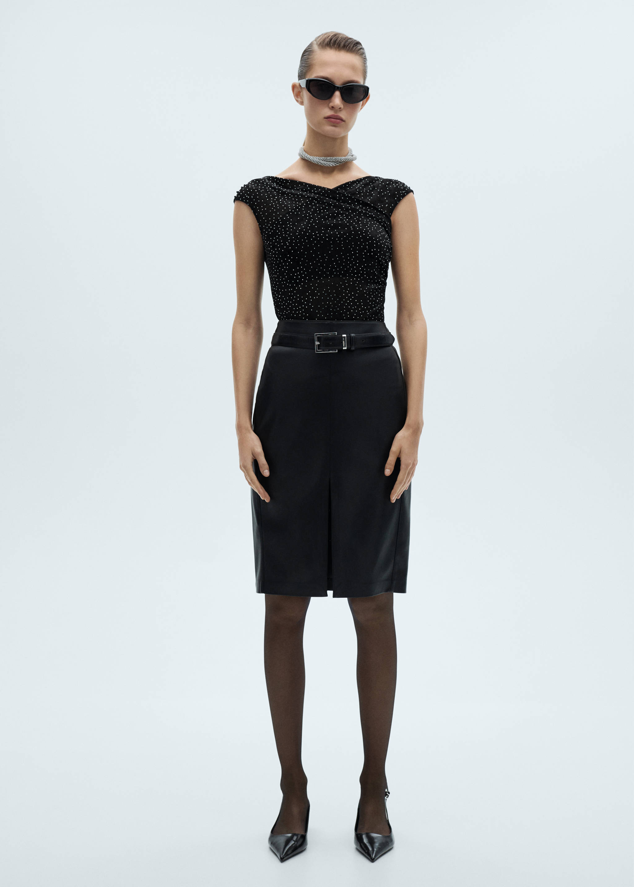 Knitted top with rhinestone detail - General plane