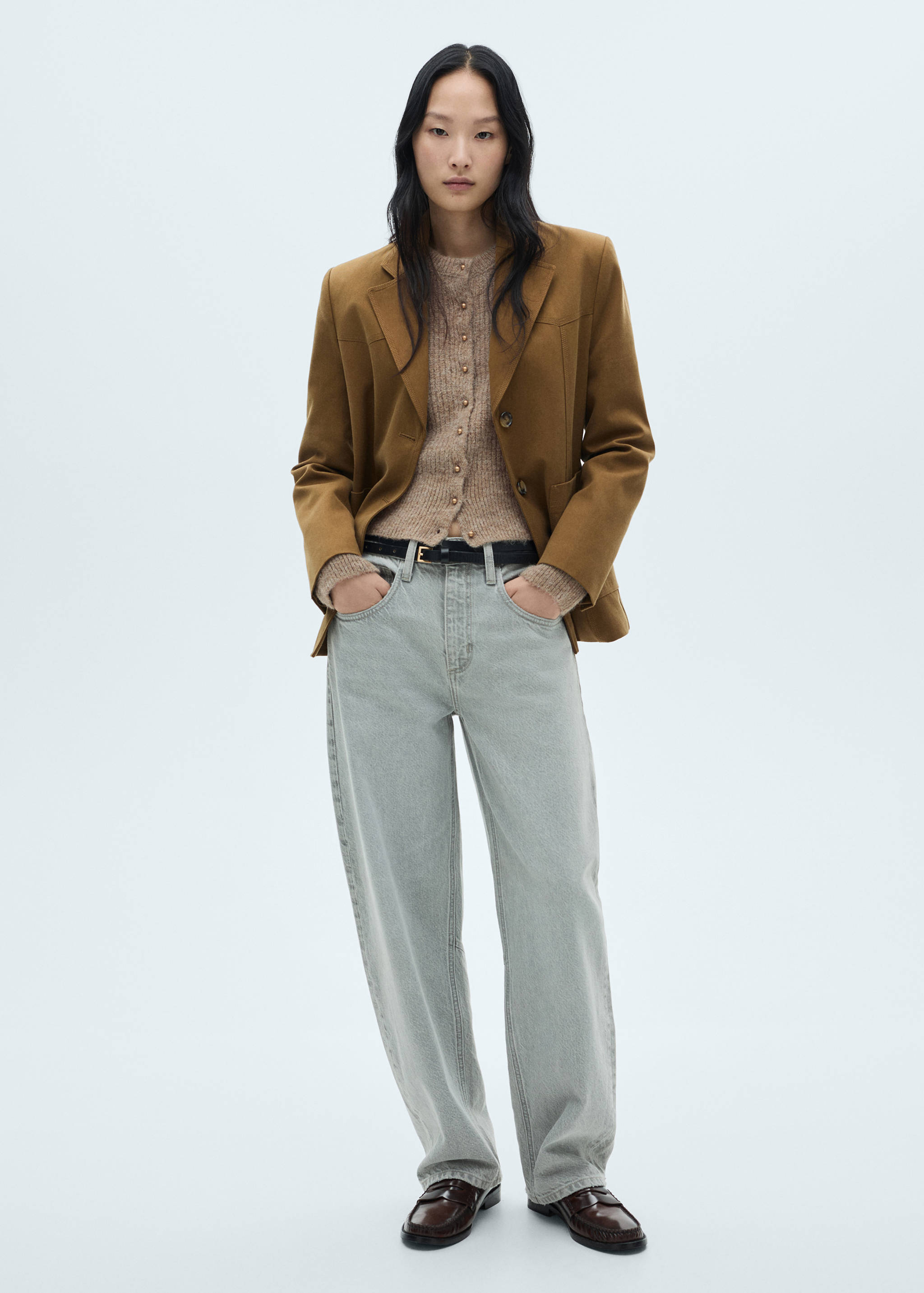 Knitted cardigan with jewel button - General plane