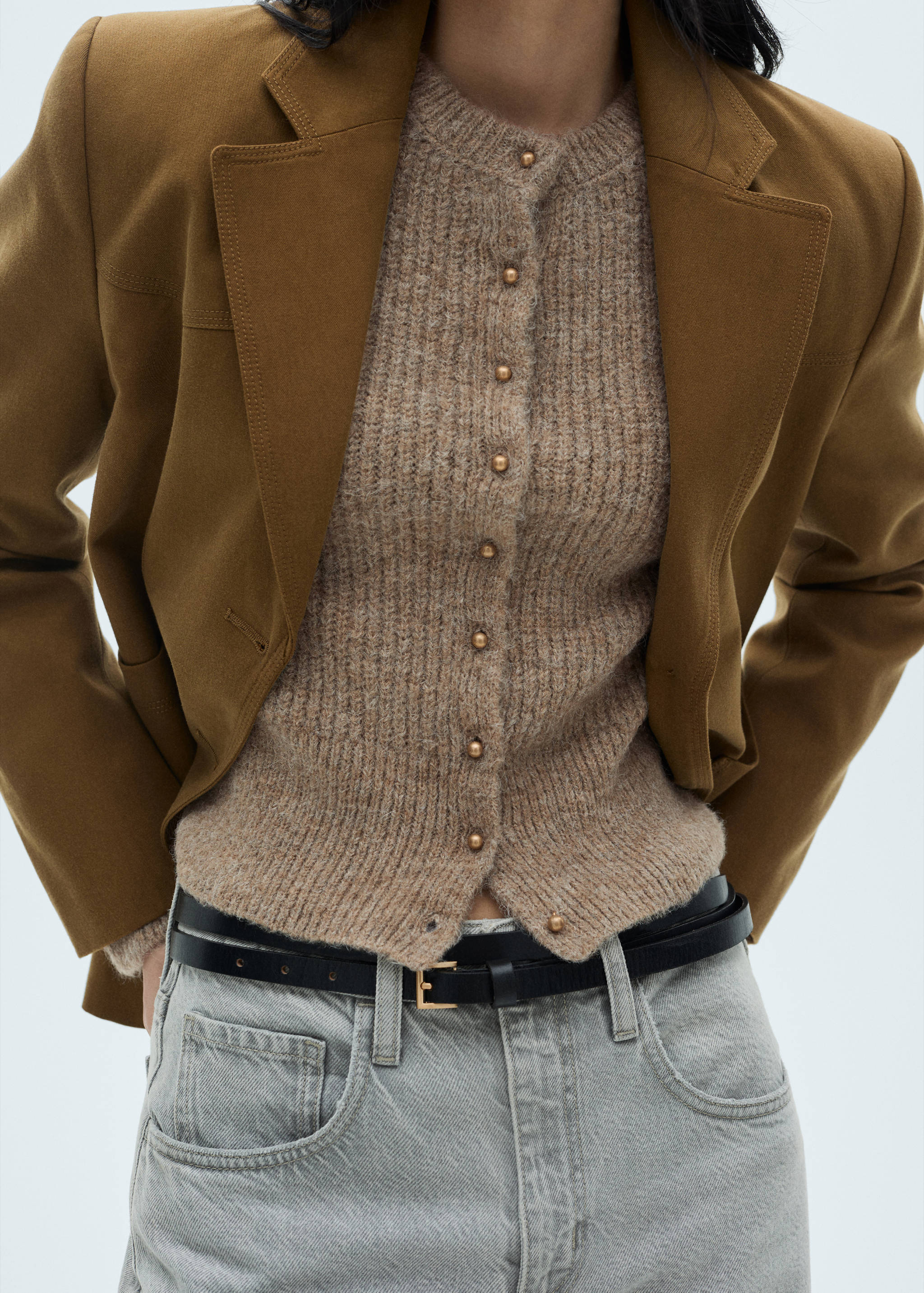 Knitted cardigan with jewel button - Details of the article 6