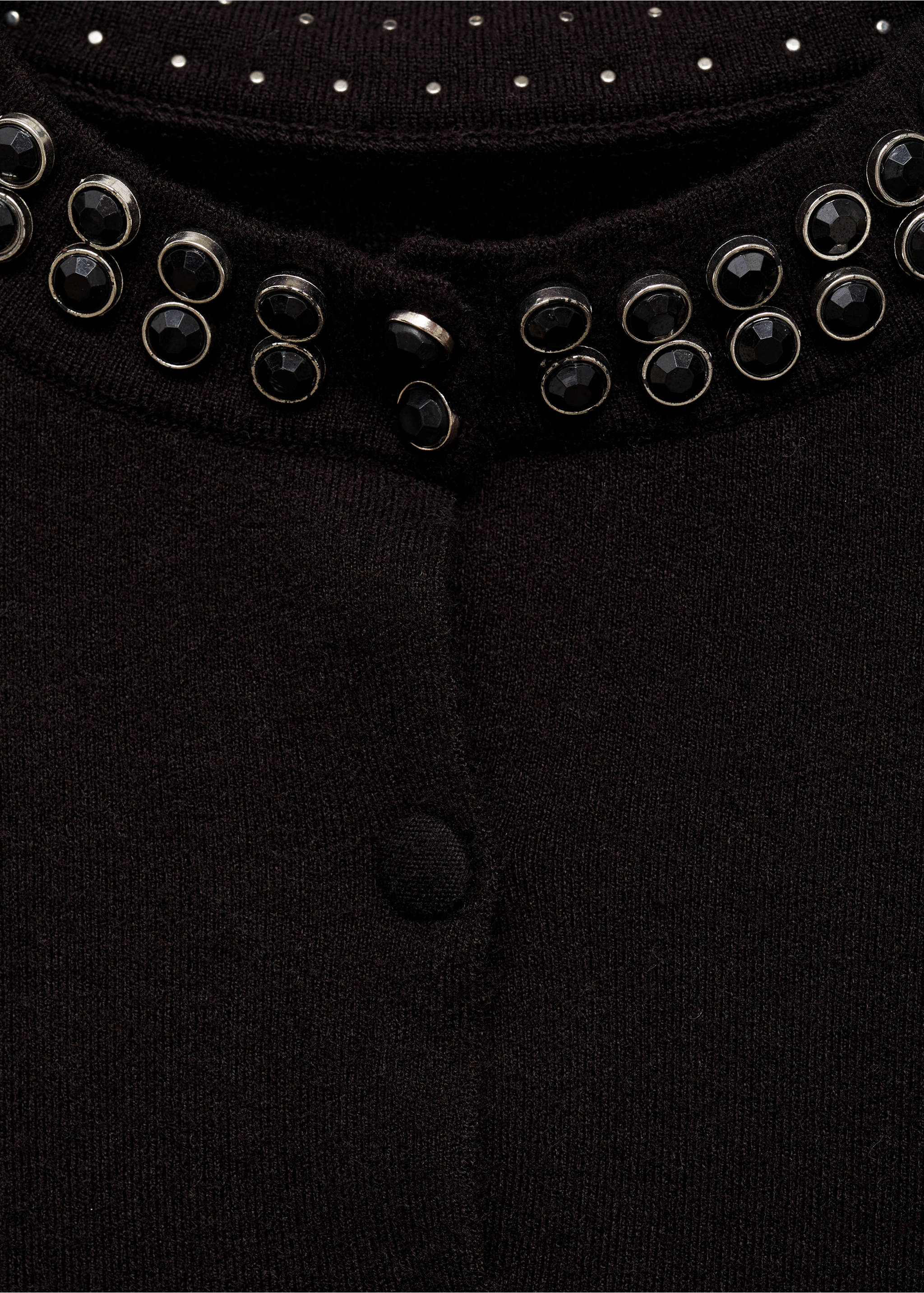 Càrdigan coll strass - Detall de l'article 8, Negre. Ref: 77029073-00.