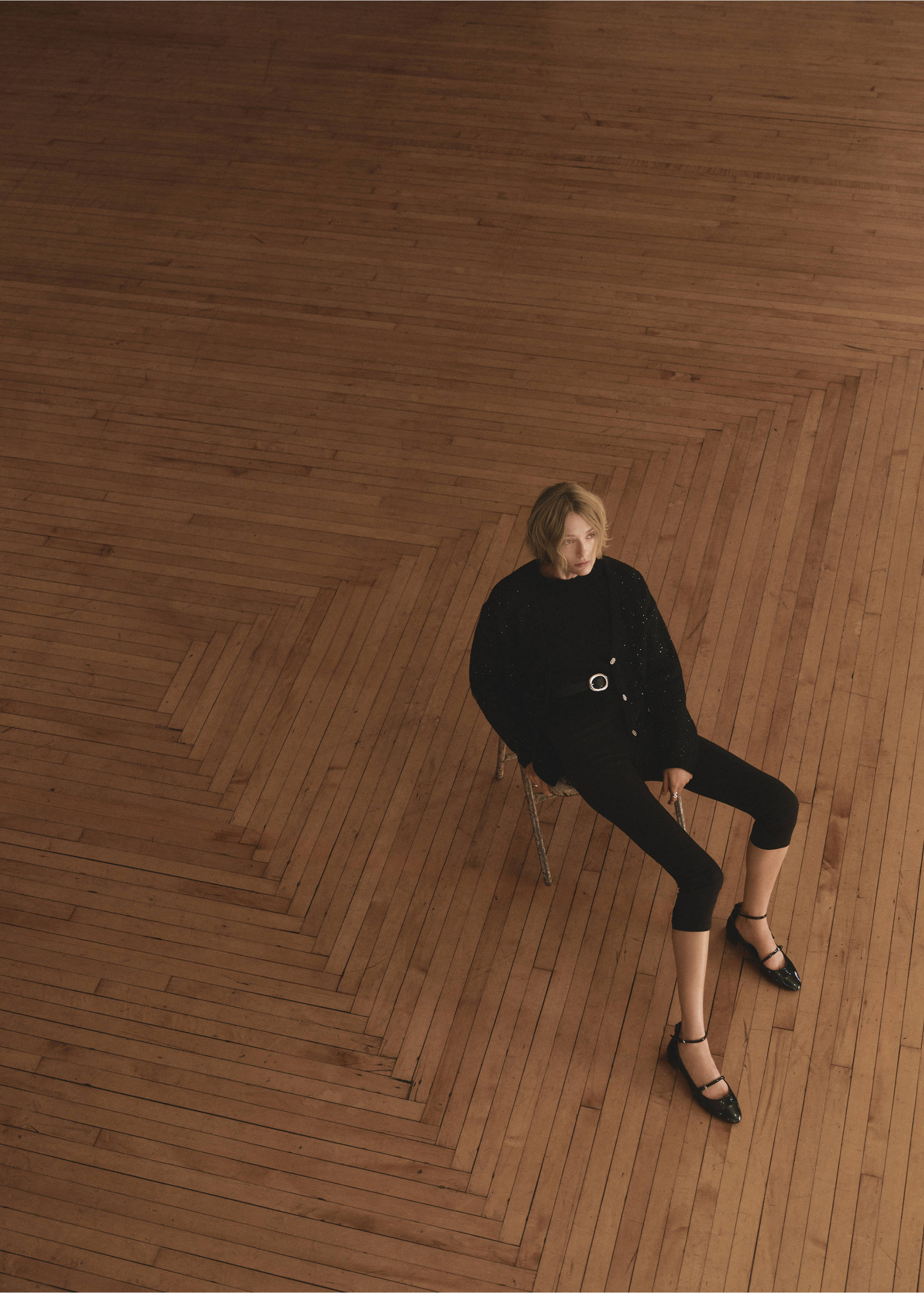 Knitted cardigan with shiny details - Details of the article 3, Black. Ref: 77029075-00.