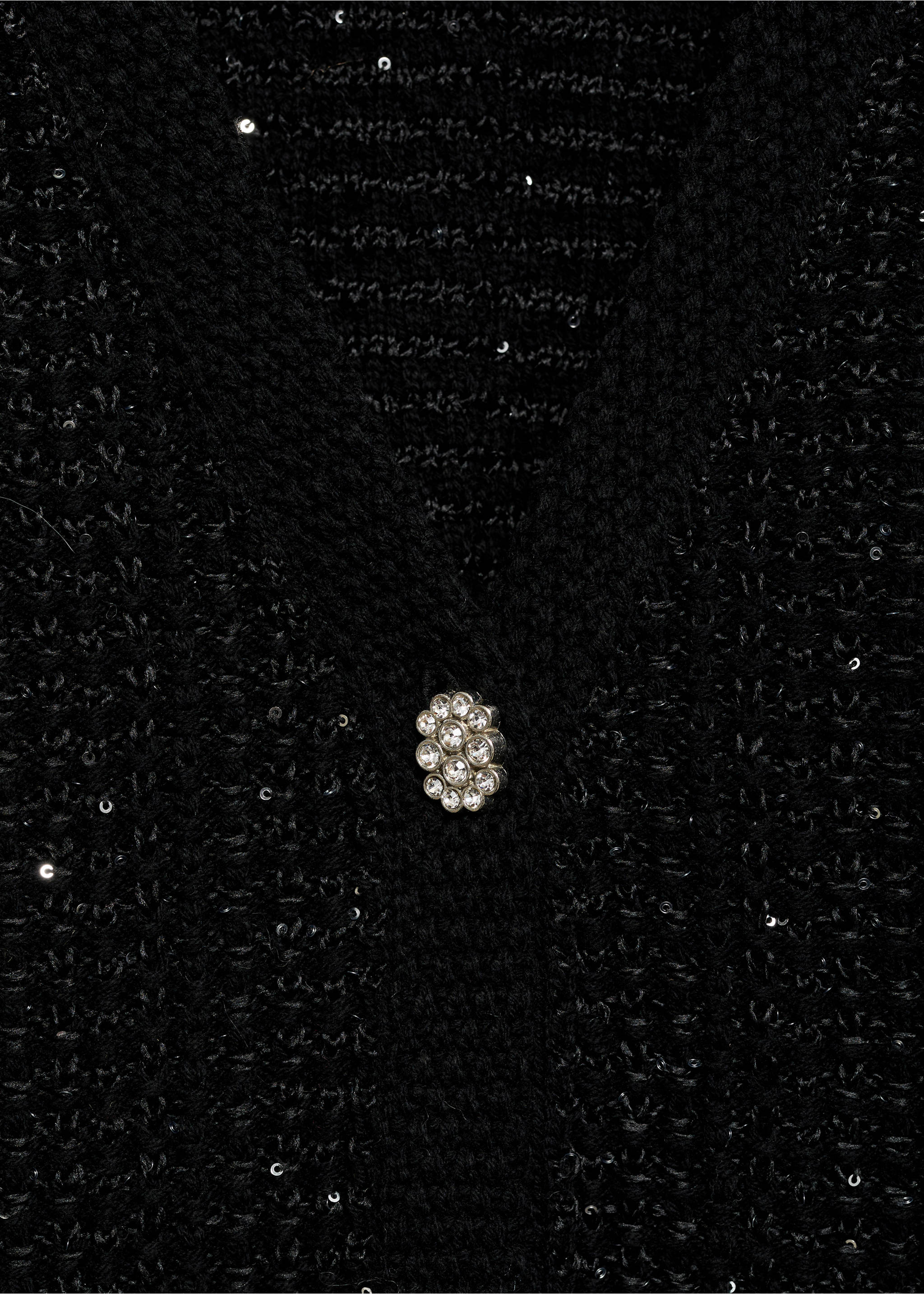 Knitted cardigan with shiny details - Details of the article 0, Black. Ref: 77029075-00.