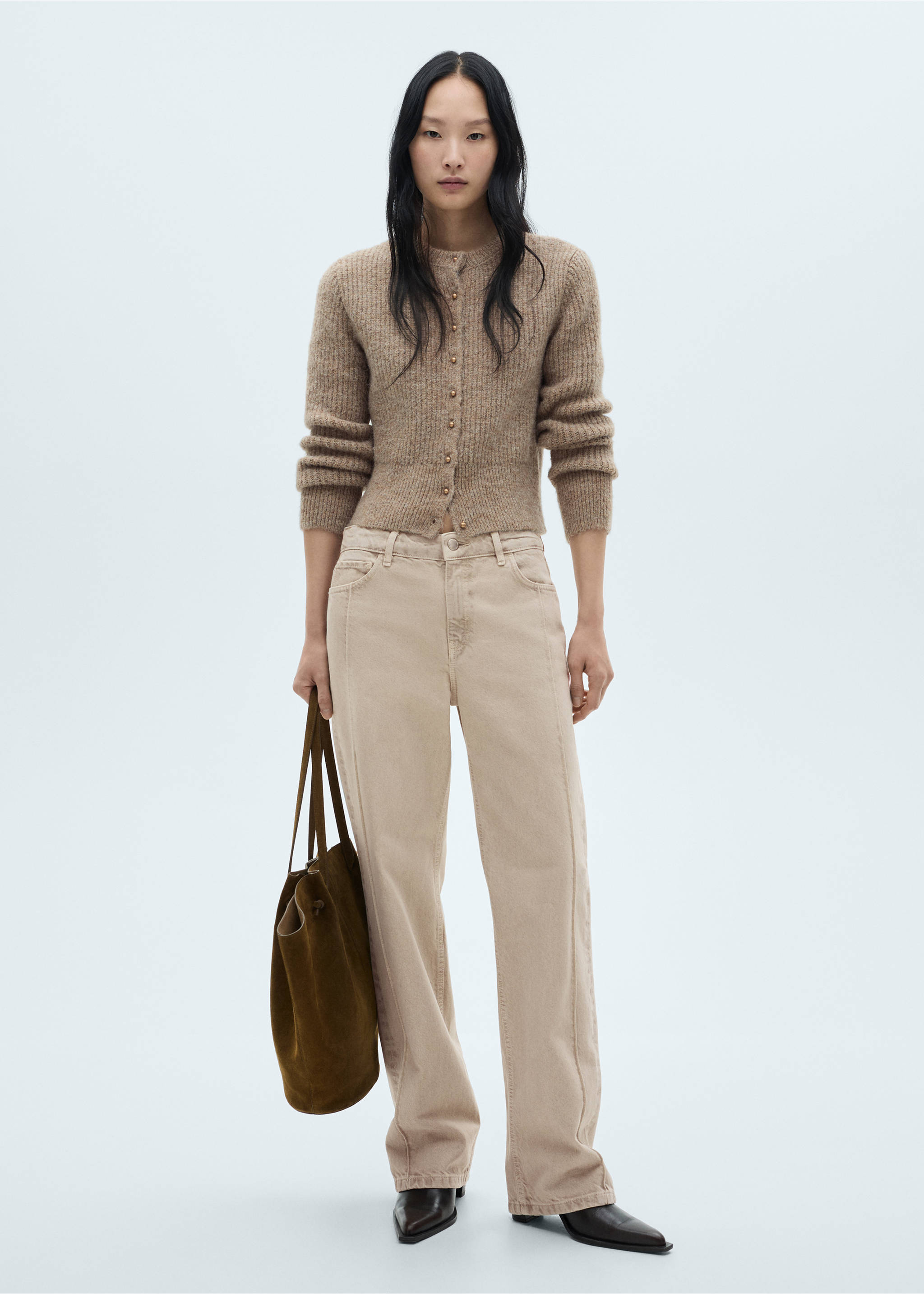 Jean droit rinse wash coutures - Plan général, Gris clair/pastel. Ref: 77029076-00.