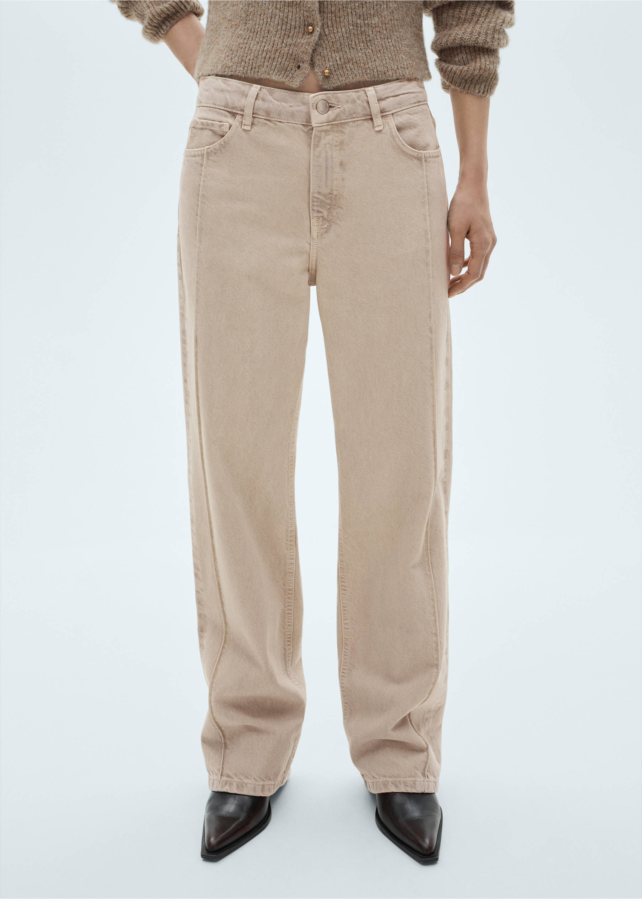 Jean droit rinse wash coutures - Plan moyen, Gris clair/pastel. Ref: 77029076-00.