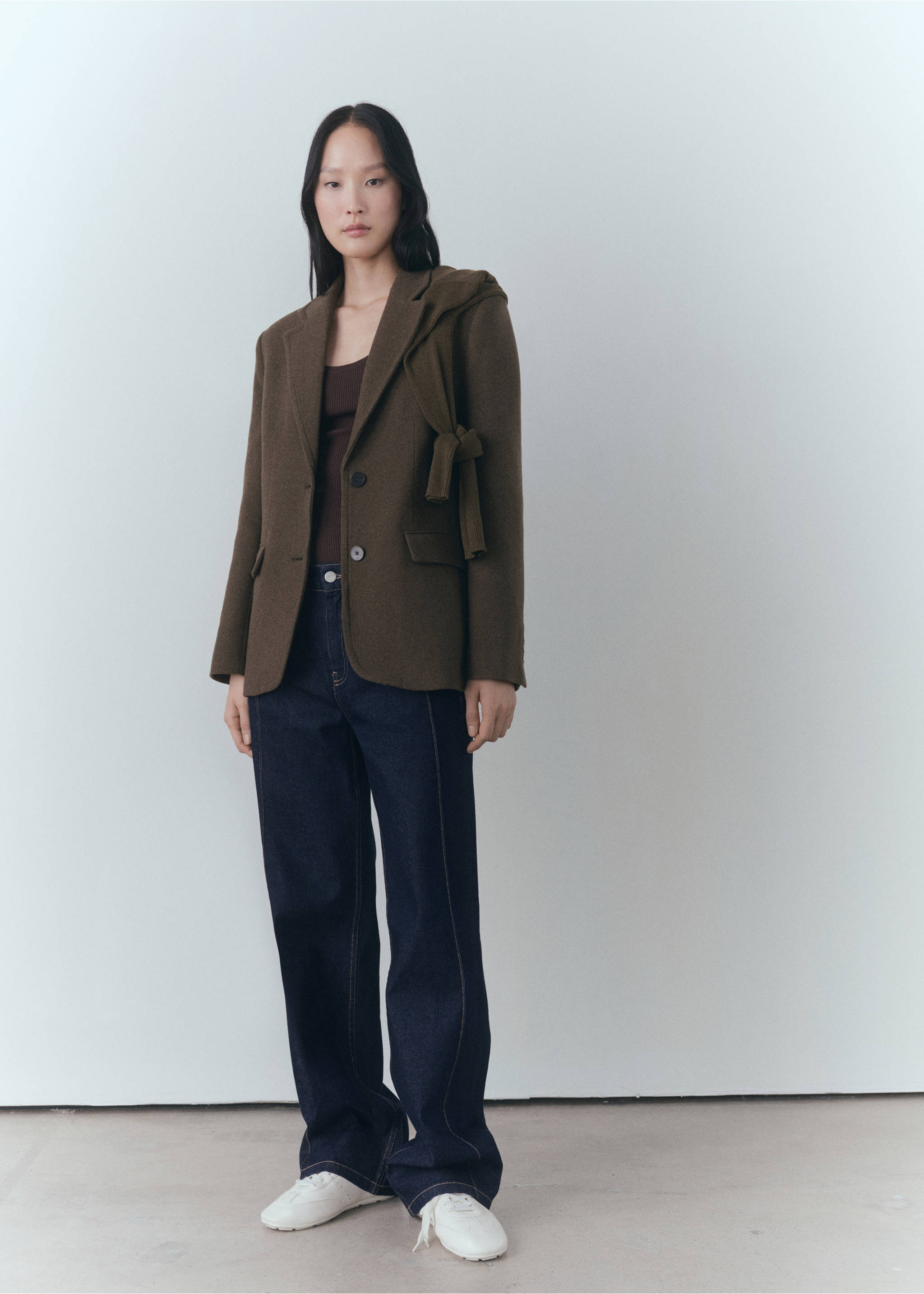 Straight-fit rinse-wash jeans with seams - General plane, Open Blue. Ref: 77029078-00.