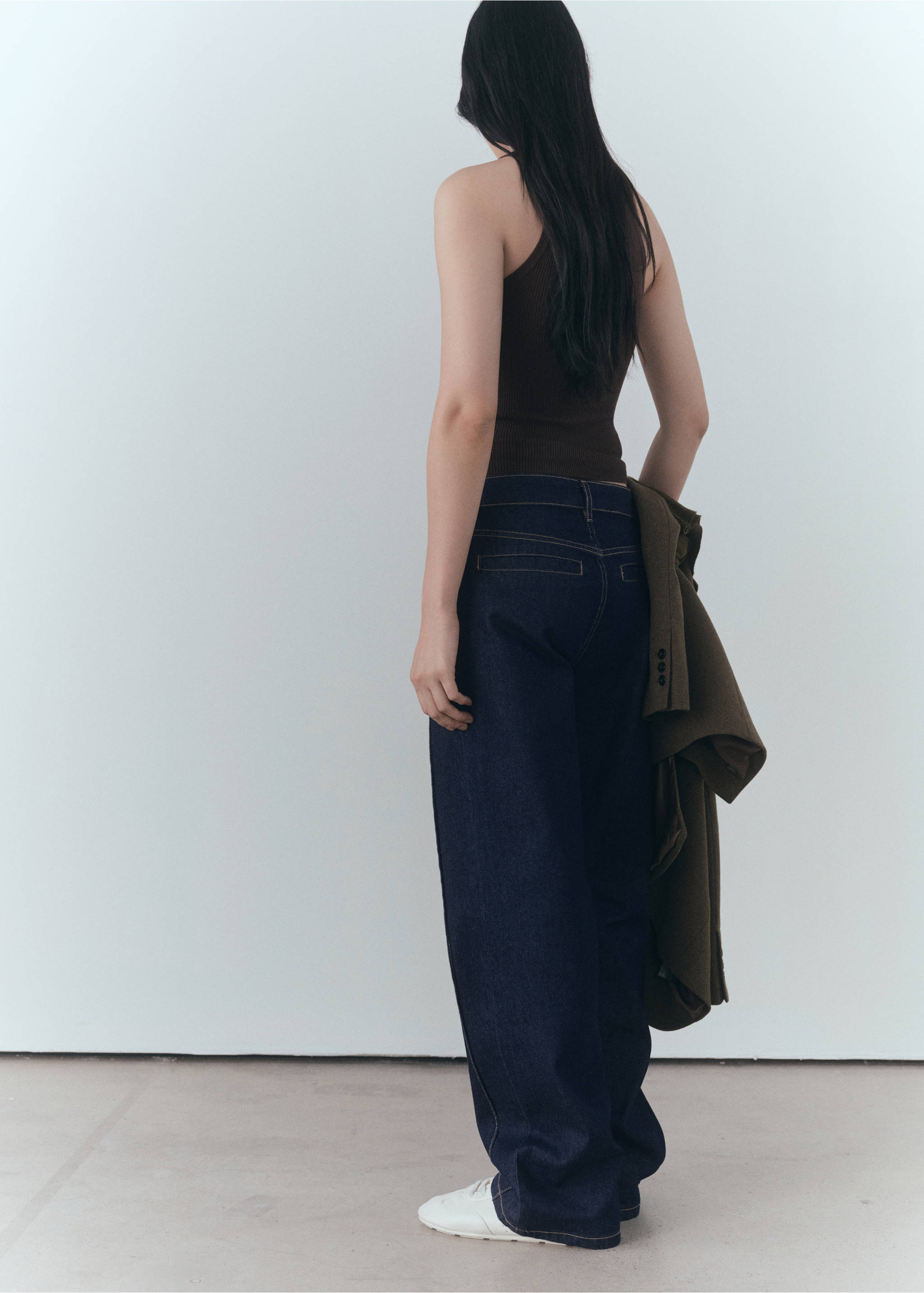 Straight-fit rinse-wash jeans with seams - Reverse of the article, Open Blue. Ref: 77029078-00.