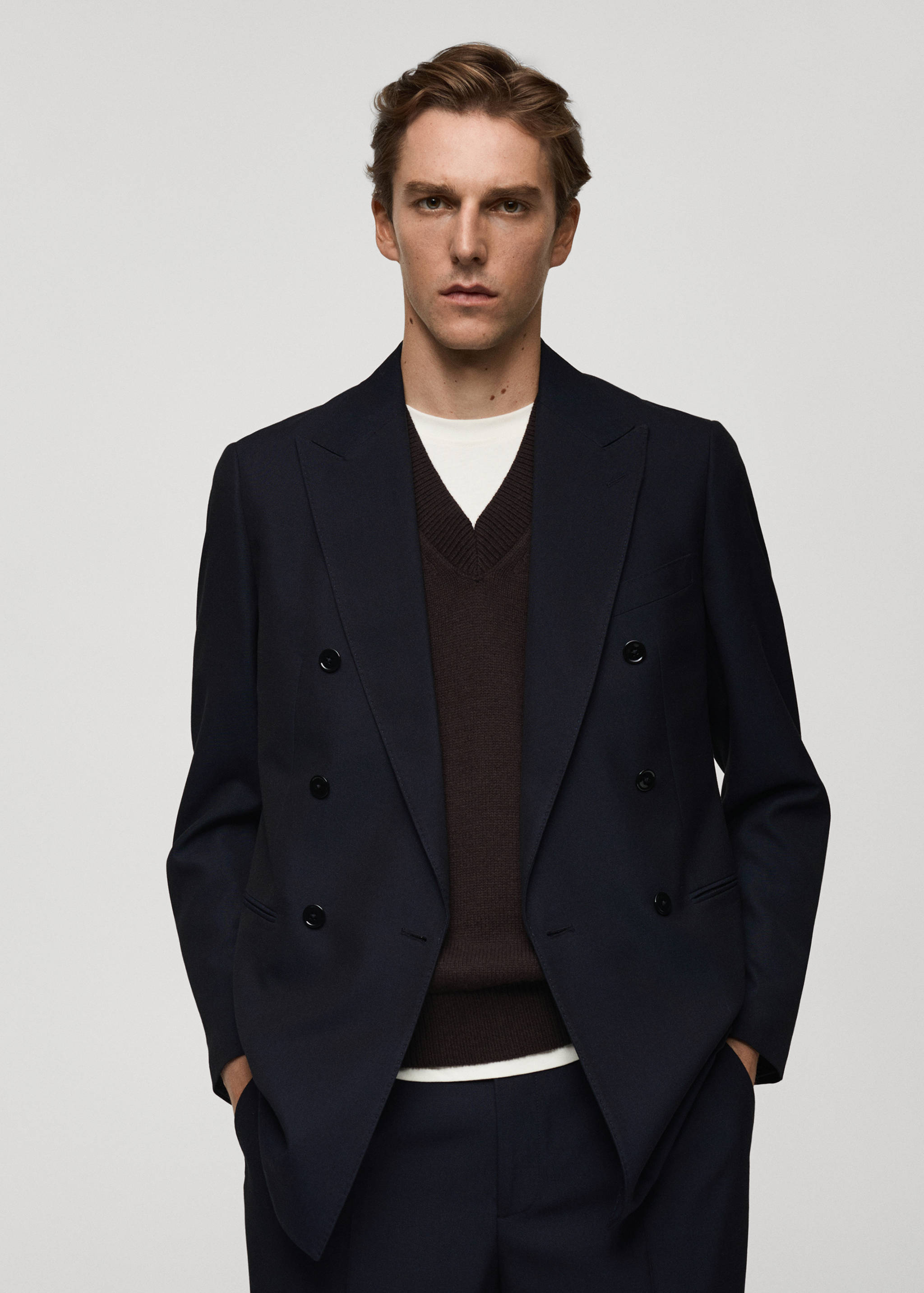 Σακάκι κοστουμιού slim fit κρουαζέ - Μεσαίο πλάνο