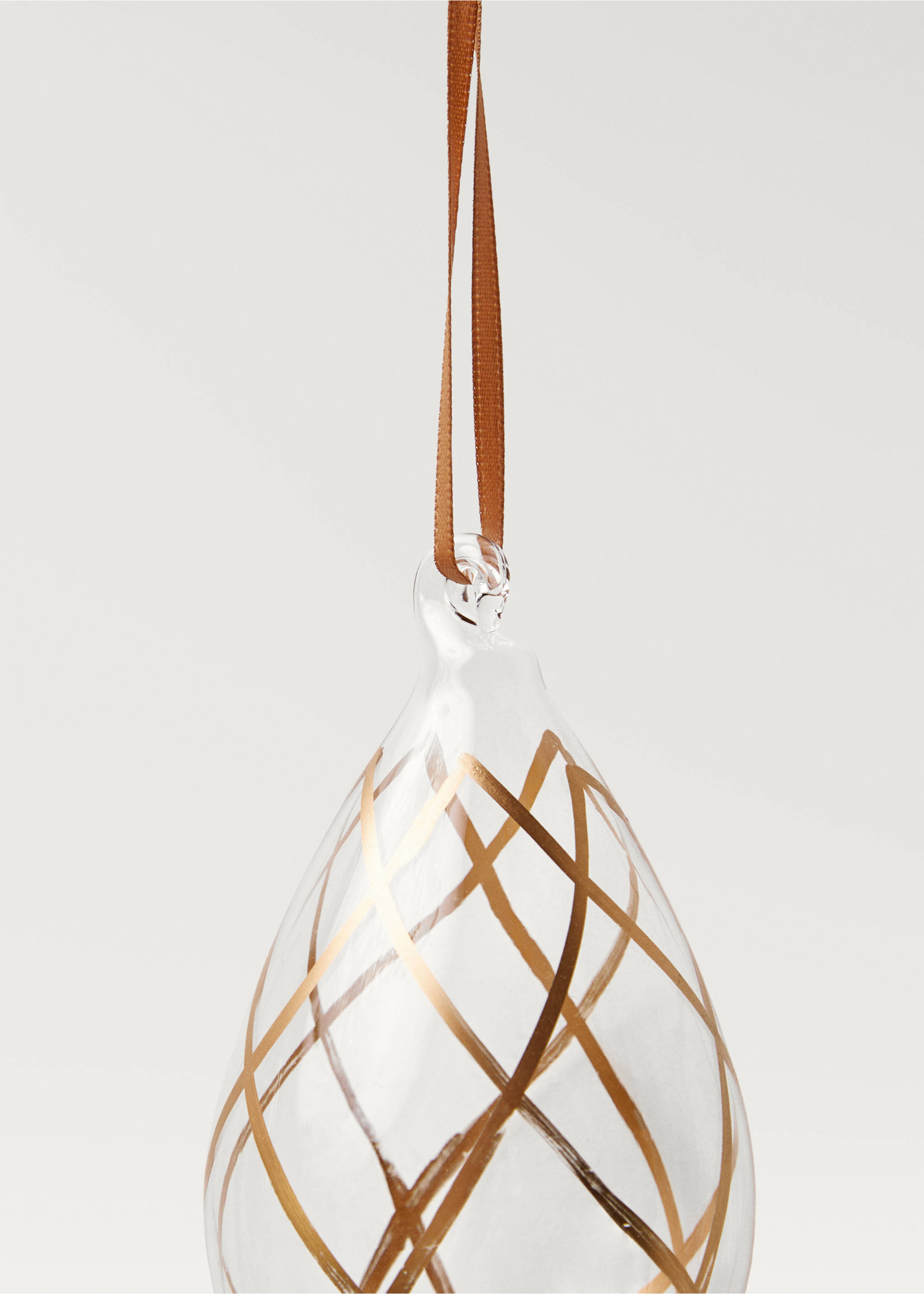 Oval glass tree ornament - Details of the article 2, Ice Grey. Ref: 77029237-00.